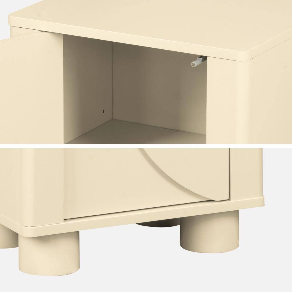 Mesita de noche efecto madera de mango con 1 puerta reversible, Pondi, Beige, 40x30x57 cm Photo9