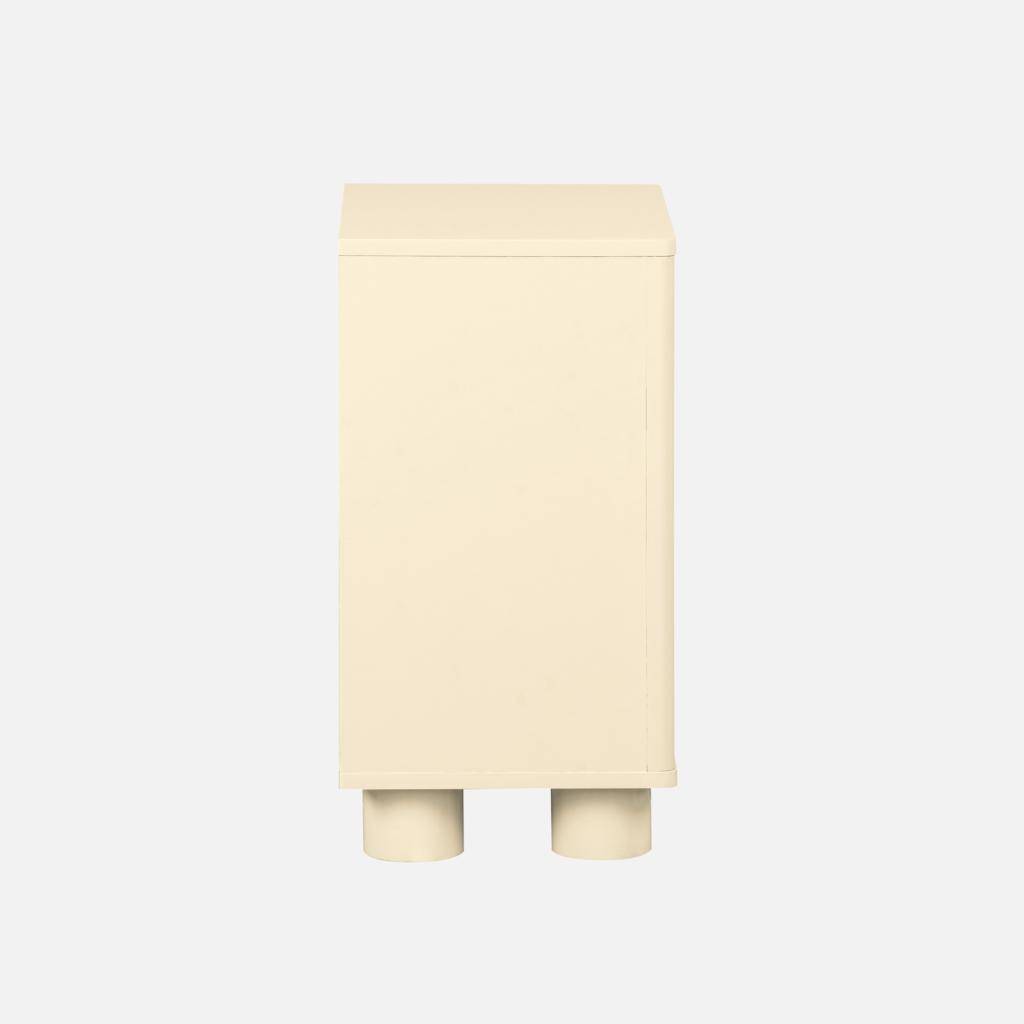 Mesita de noche efecto madera de mango con 1 puerta reversible, Pondi, Beige, 40x30x57 cm Photo7