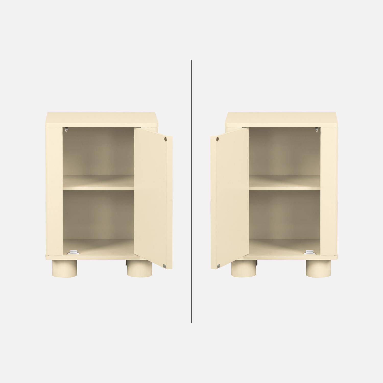 Wood effect bedside table with 1 reversible door beige 40x30x57 cm - Pondi,sweeek,Photo6