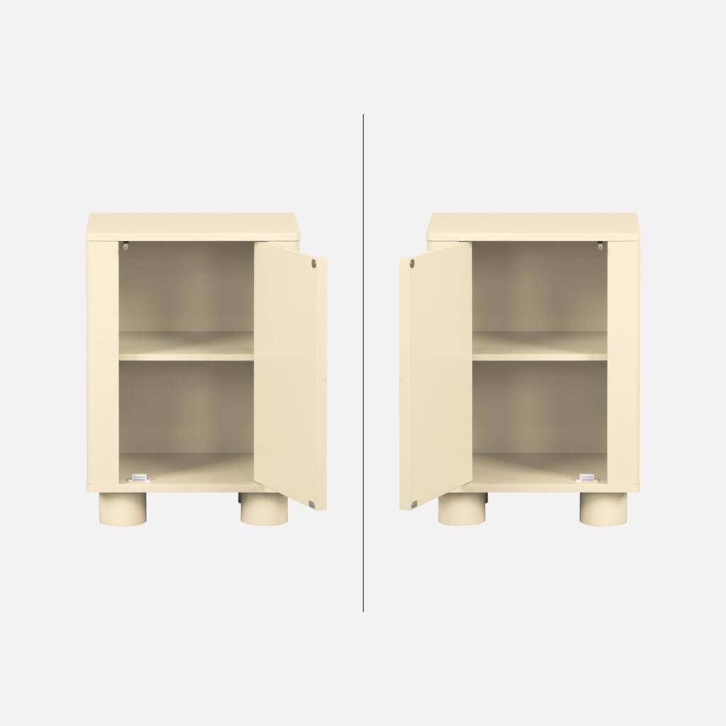 Mesita de noche efecto madera de mango con 1 puerta reversible, Pondi, Beige, 40x30x57 cm Photo6