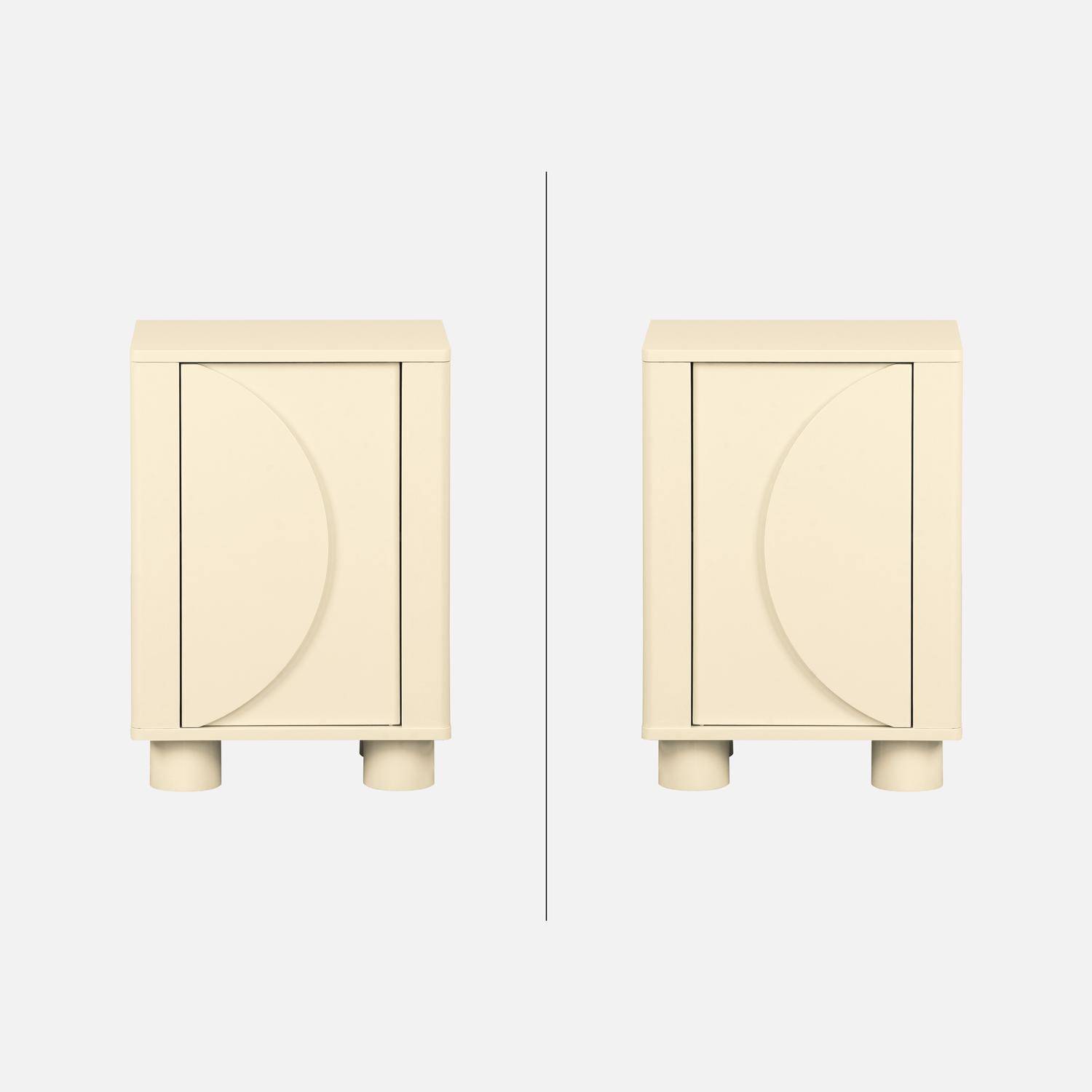 Wood effect bedside table with 1 reversible door beige 40x30x57 cm - Pondi Photo5