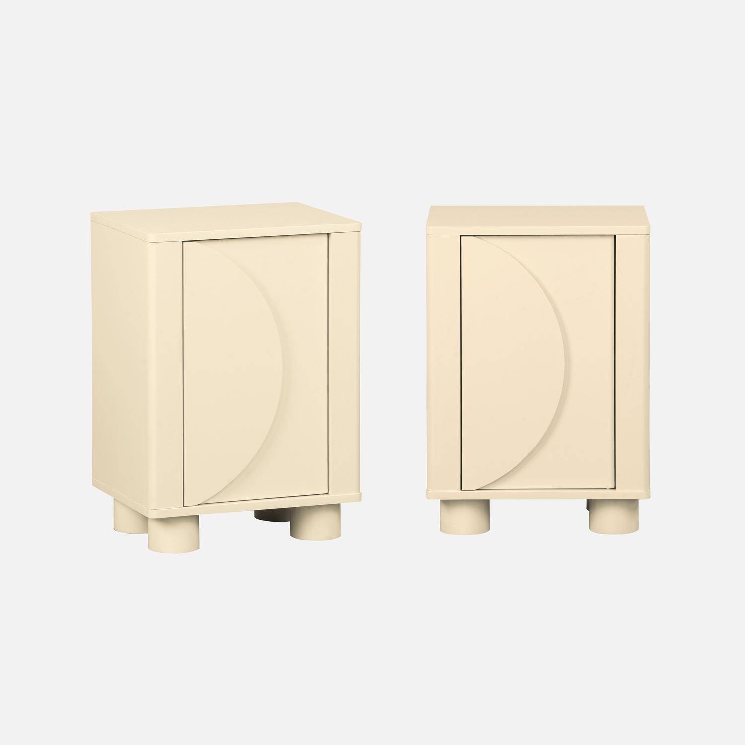 Set of 2 wood effect bedside tables with reversible door beige 40x30x57 cm - Pondi Photo5