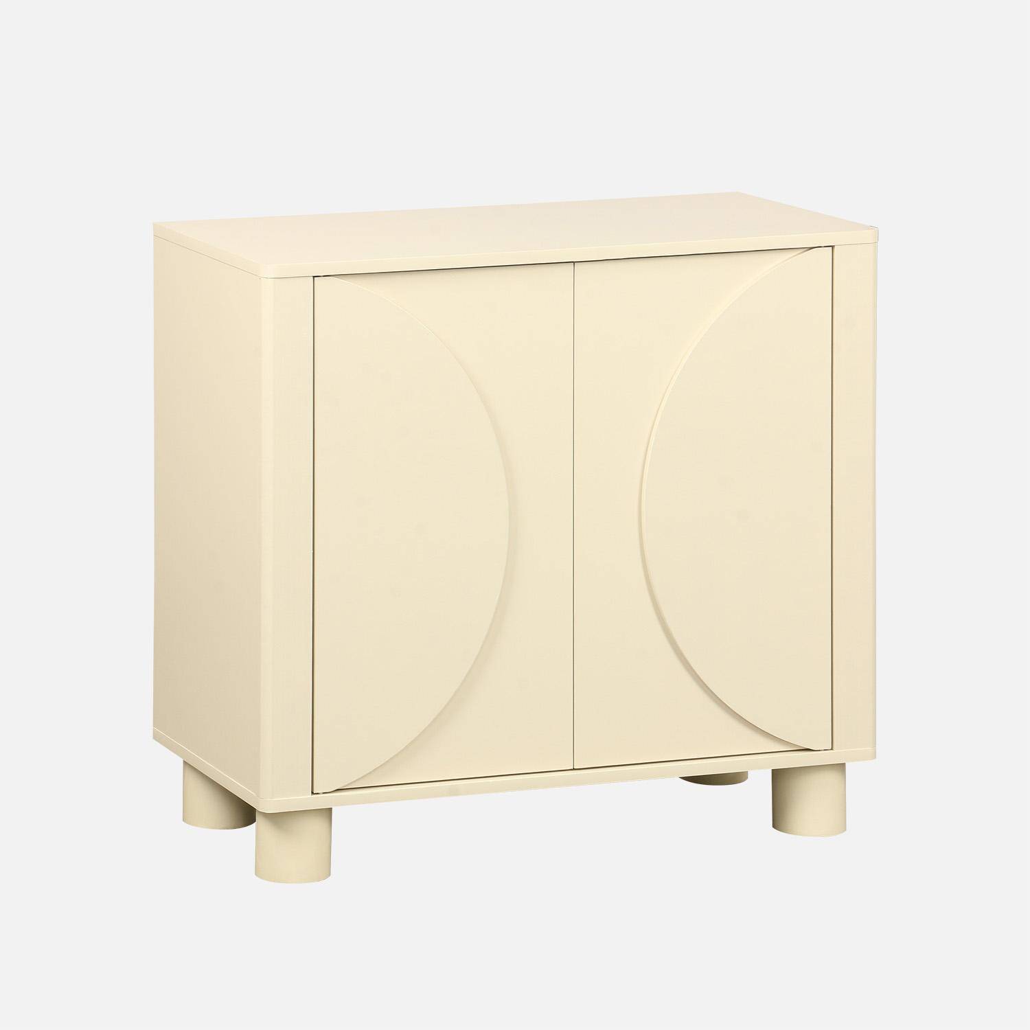 Buffet décor bois beige 2 portes 80cm Pondi Photo1