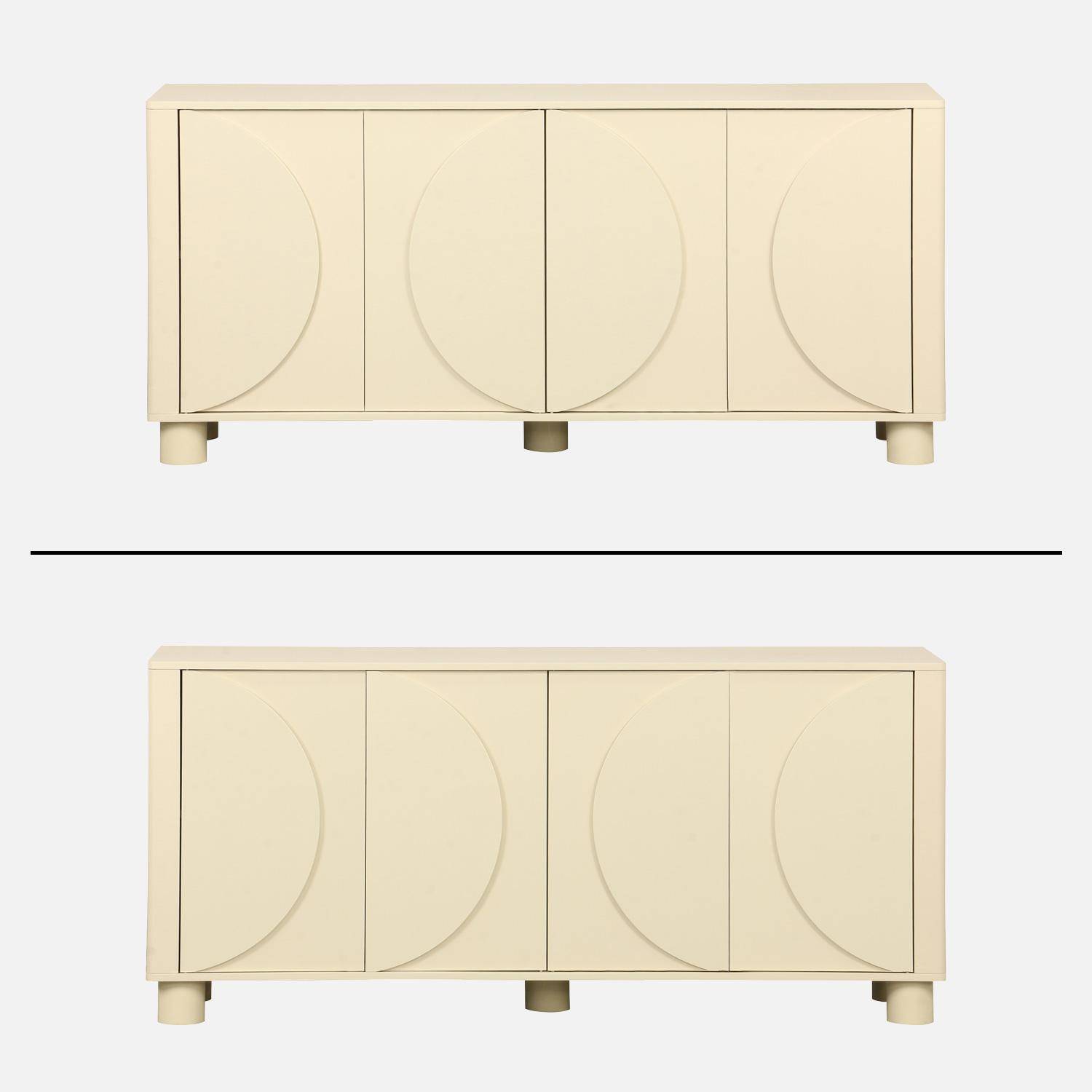 Aparador efecto madera con 4 puertas, 155cm, Pondi, Beige, 40x30x57 cm Photo4