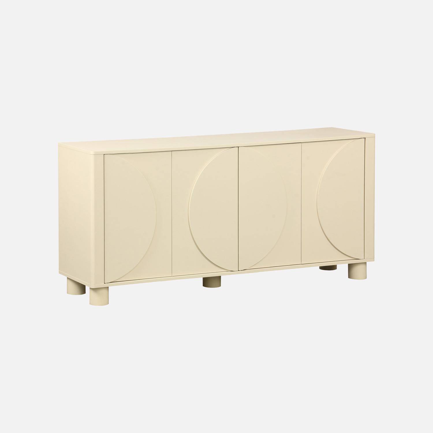 Aparador efecto madera con 4 puertas, 155cm, Pondi, Beige, 40x30x57 cm Photo2