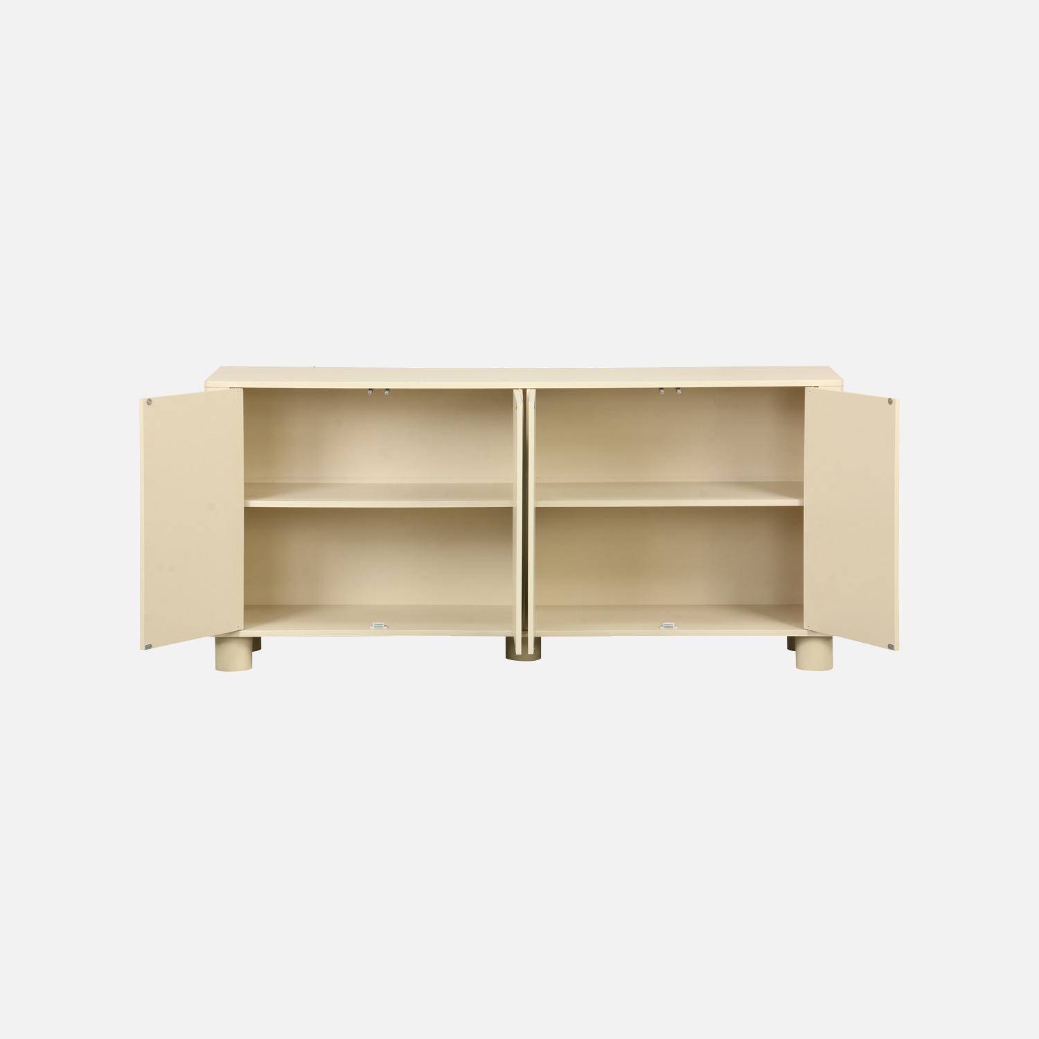 Aparador efecto madera con 4 puertas, 155cm, Pondi, Beige, 40x30x57 cm Photo3
