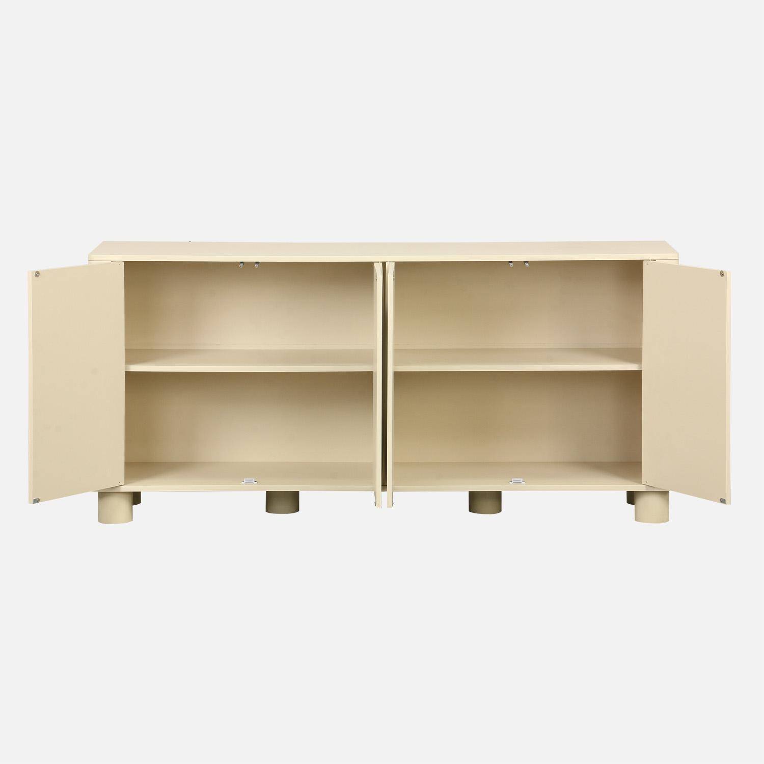 Aparador exótico efecto madera con 4 puertas, 155cm Beige - 40x30x57 cm,sweeek,Photo4