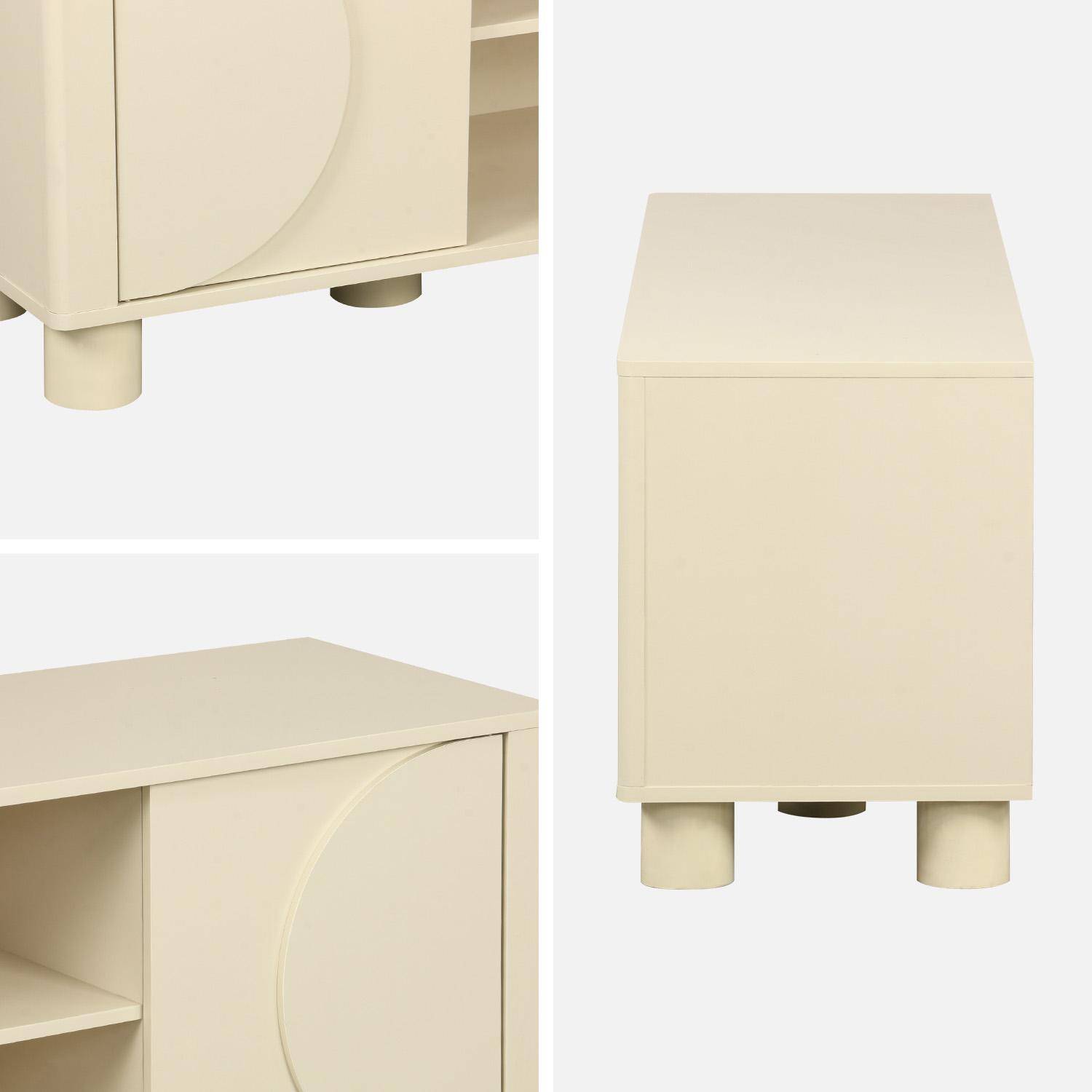 Mueble de TV exótico efecto madera con 2 puertas reversibles, 155cm Beige - 40x30x57 cm,sweeek,Photo5