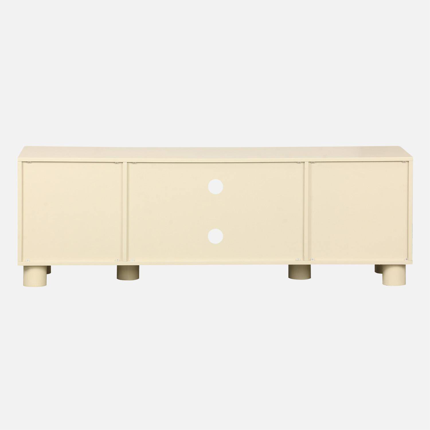 Mueble de TV exótico efecto madera con 2 puertas reversibles, 155cm Beige - 40x30x57 cm Photo4