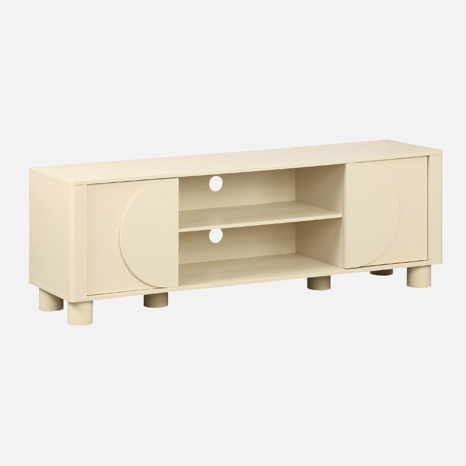 Mueble de TV exótico efecto madera con 2 puertas reversibles, 155cm Beige - 40x30x57 cm,sweeek,Photo1