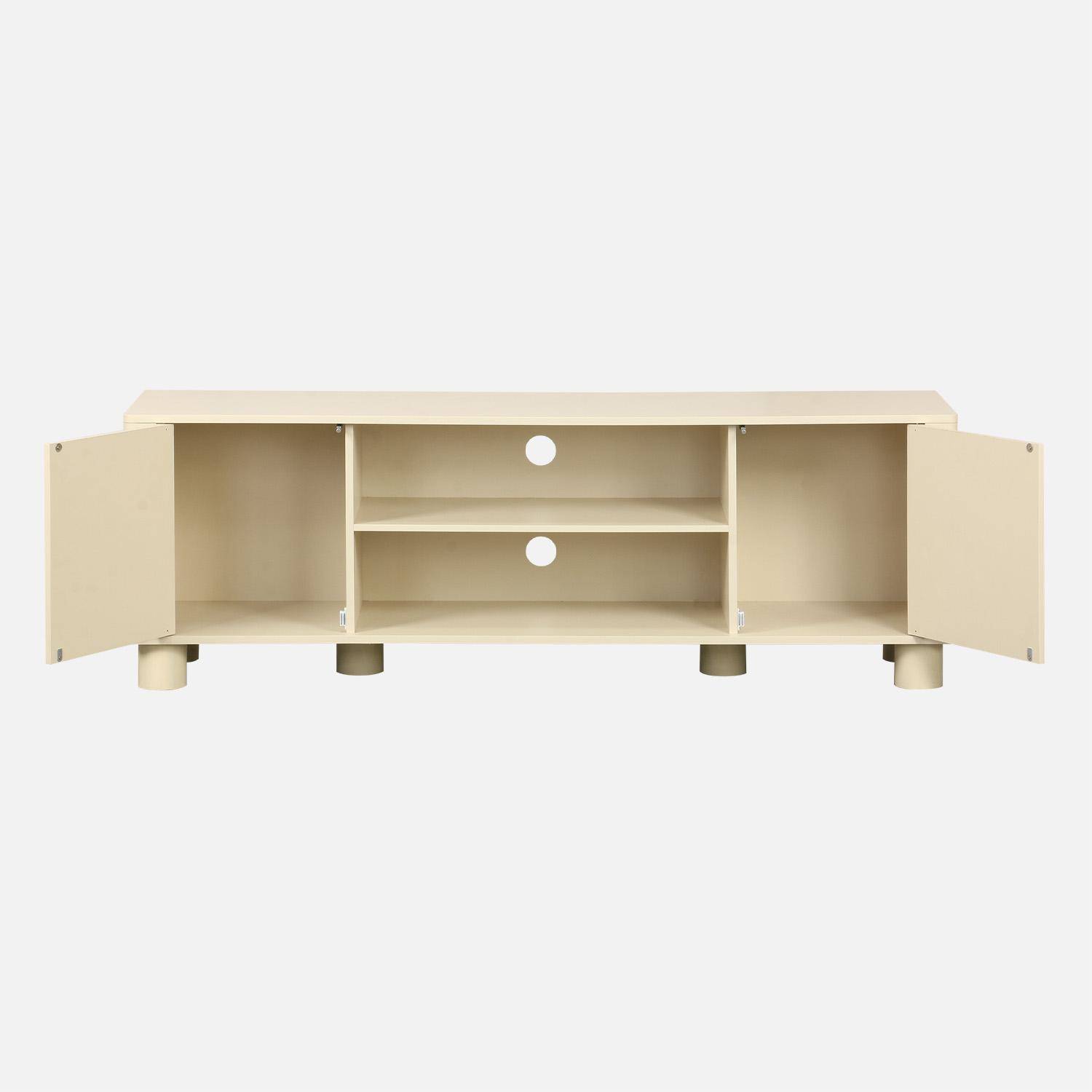 Mueble de TV exótico efecto madera con 2 puertas reversibles, 155cm Beige - 40x30x57 cm,sweeek,Photo3