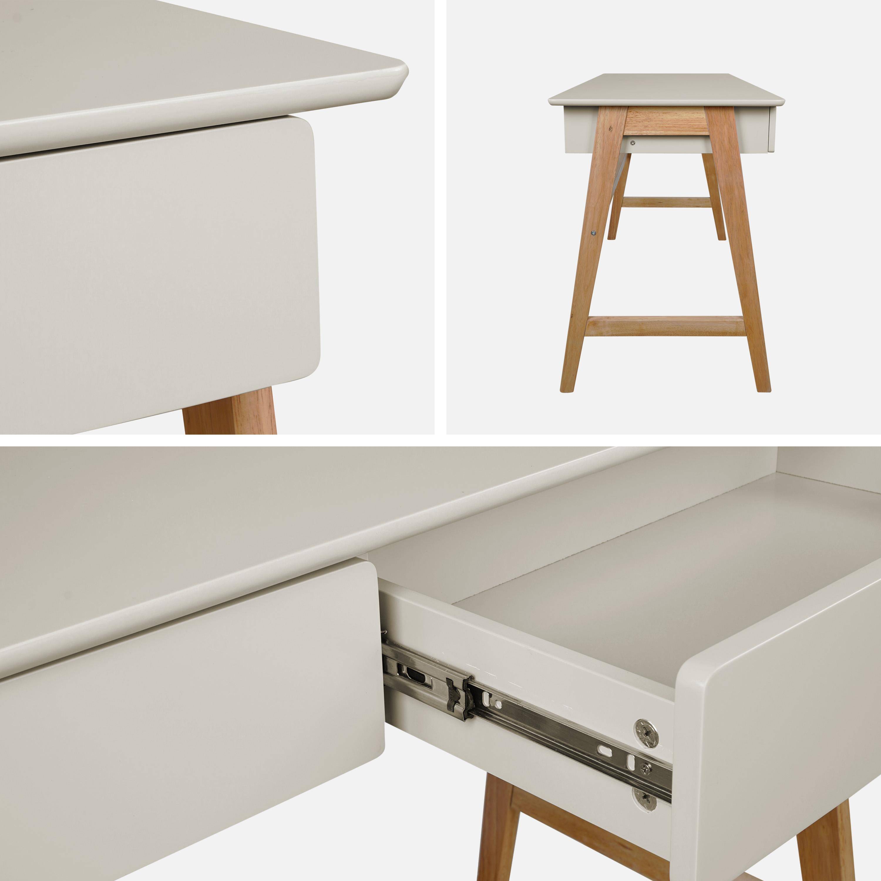 Bureau décor bois piétement bois d'hévéa 2 tiroirs naturel - Tommy Photo3