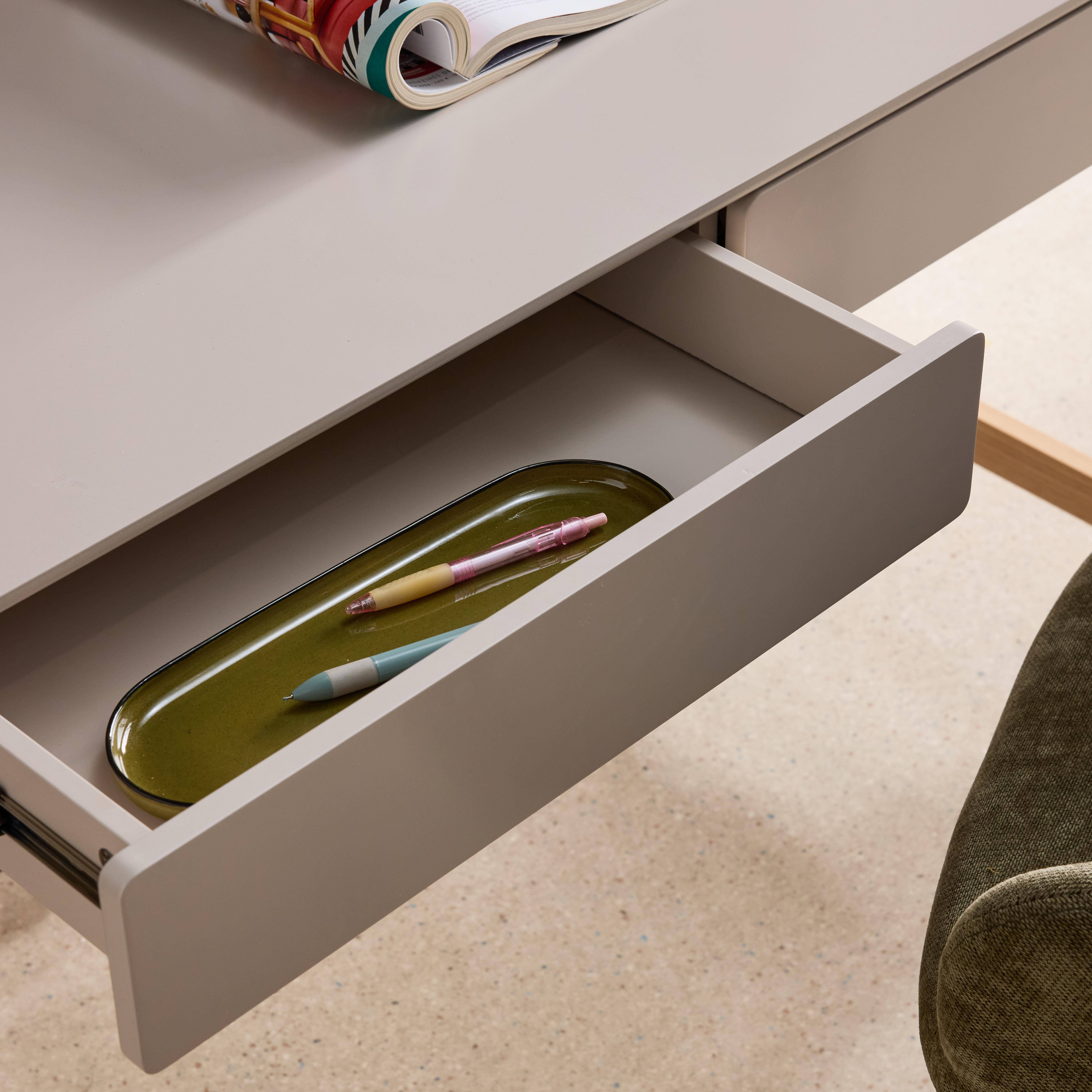 Biurko dekoracyjne z drewna, nogi z drewna kauczukowego, 2 szuflady, naturalne - Tommy,sweeek,Photo5