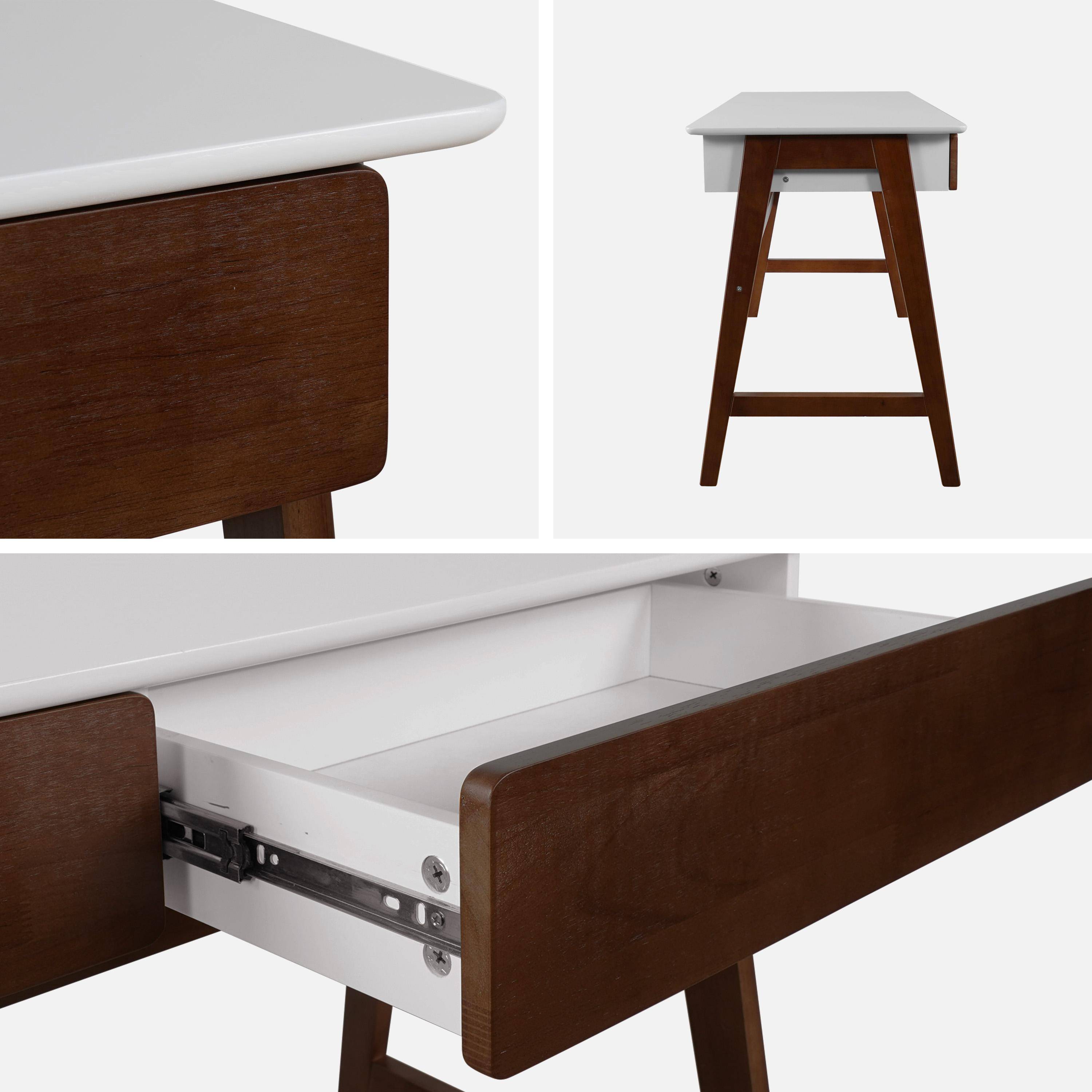 Bureau décor bois piétement bois d'hévéa 2 tiroirs noyer - Tommy Photo3