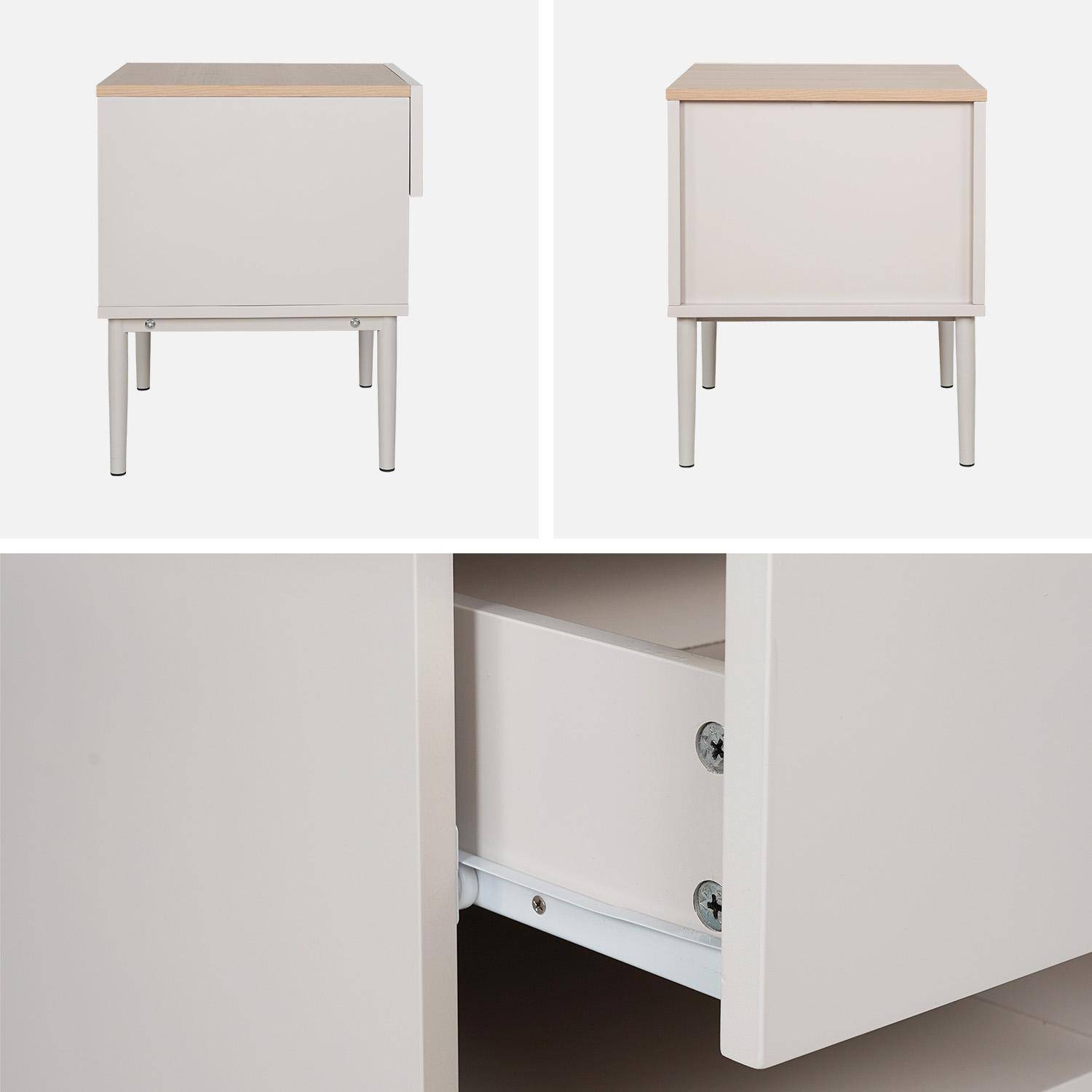 Table de chevet métal et décor bois 1 porte 1 niche beige et naturel - Ashton Photo3