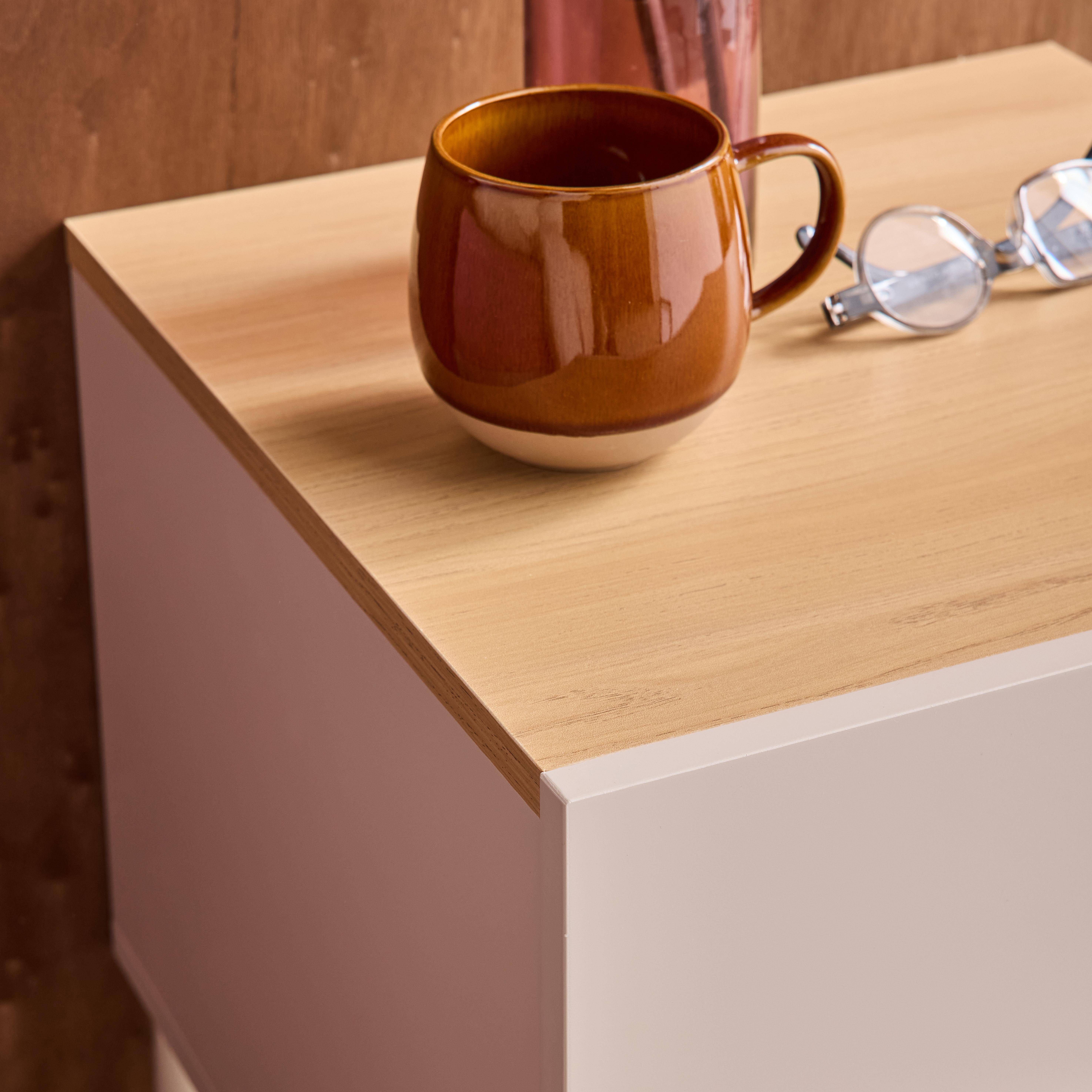 Bedside table metal with wood decor 1 door 1 niche beige and natural  - Ashton,sweeek,Photo3