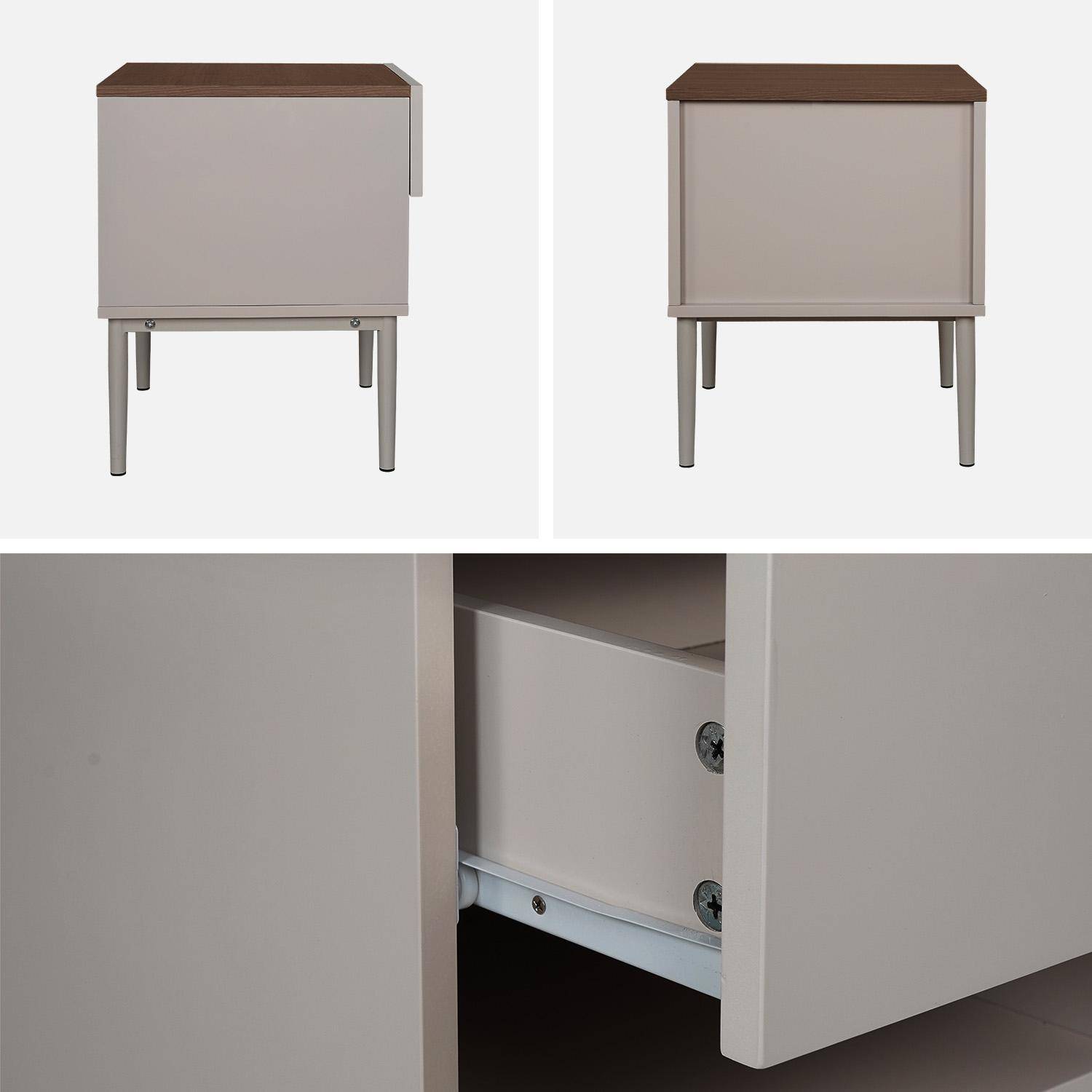 Table de chevet métal et décor bois 1 porte 1 niche gris et noyer - Ashton,sweeek,Photo3