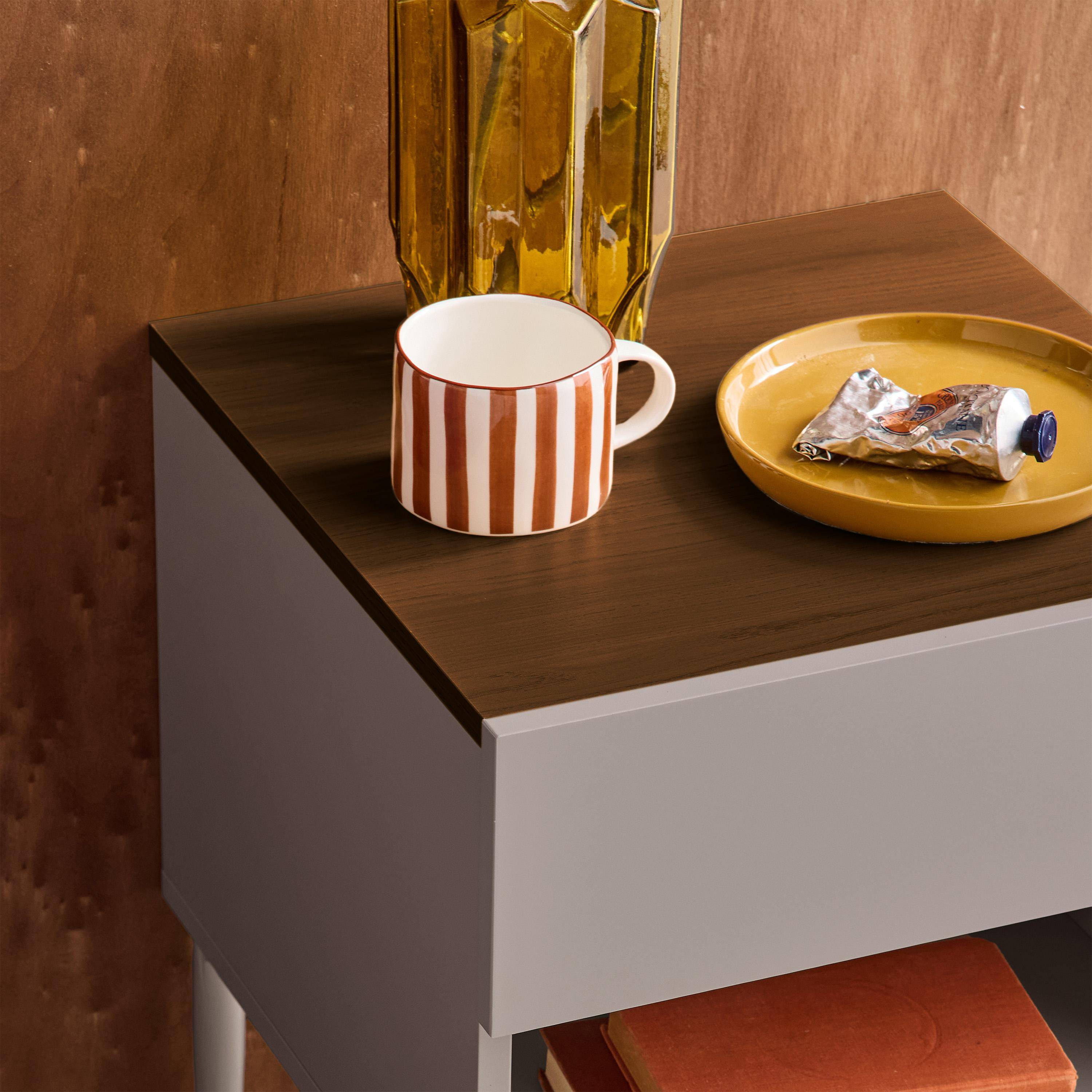 Set of 2 bedside tables metal and wood decor 1 door 1 niche grey and walnut - Ashton,sweeek,Photo4