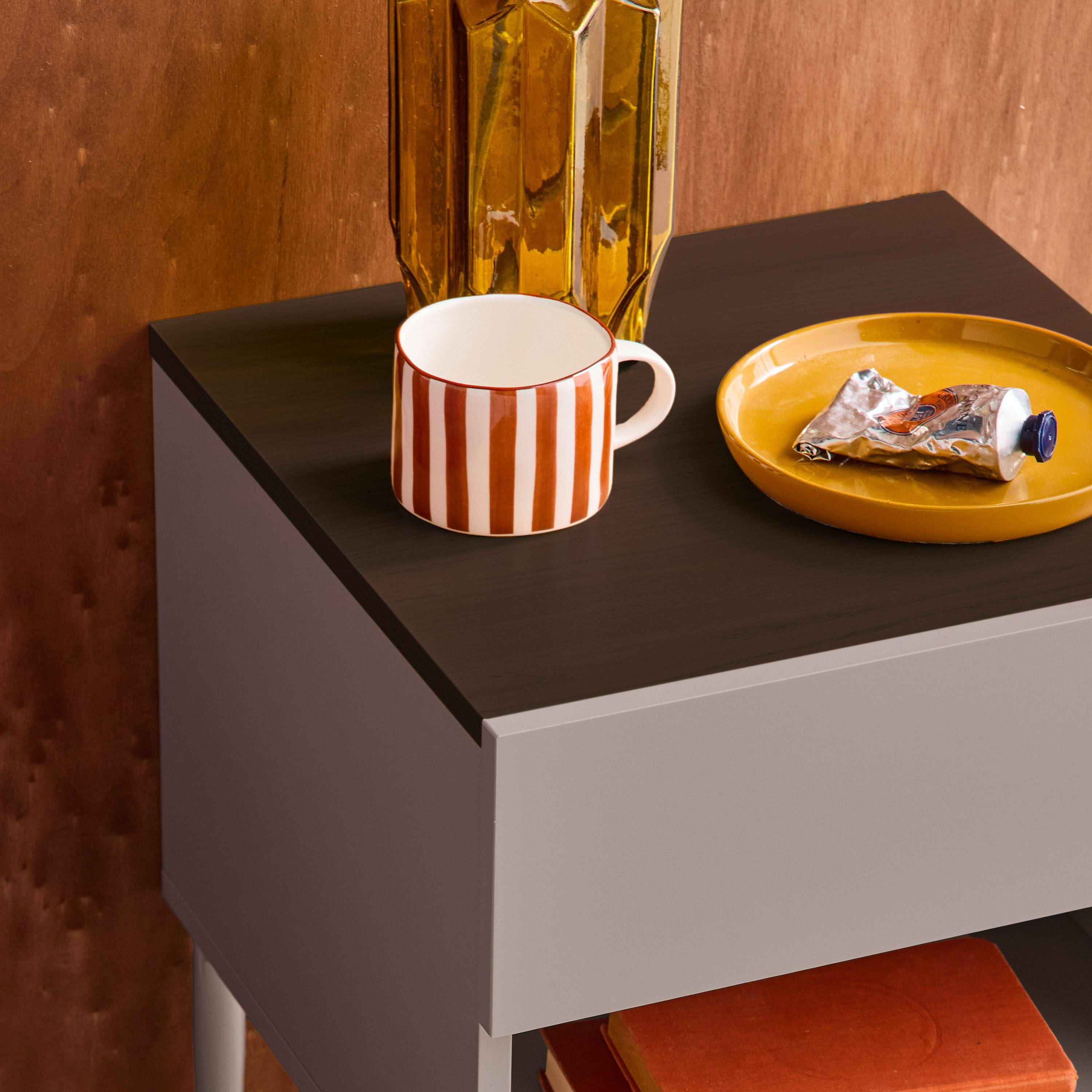 Set of 2 bedside tables metal and wood decor 1 door 1 niche grey and walnut - Ashton,sweeek,Photo3