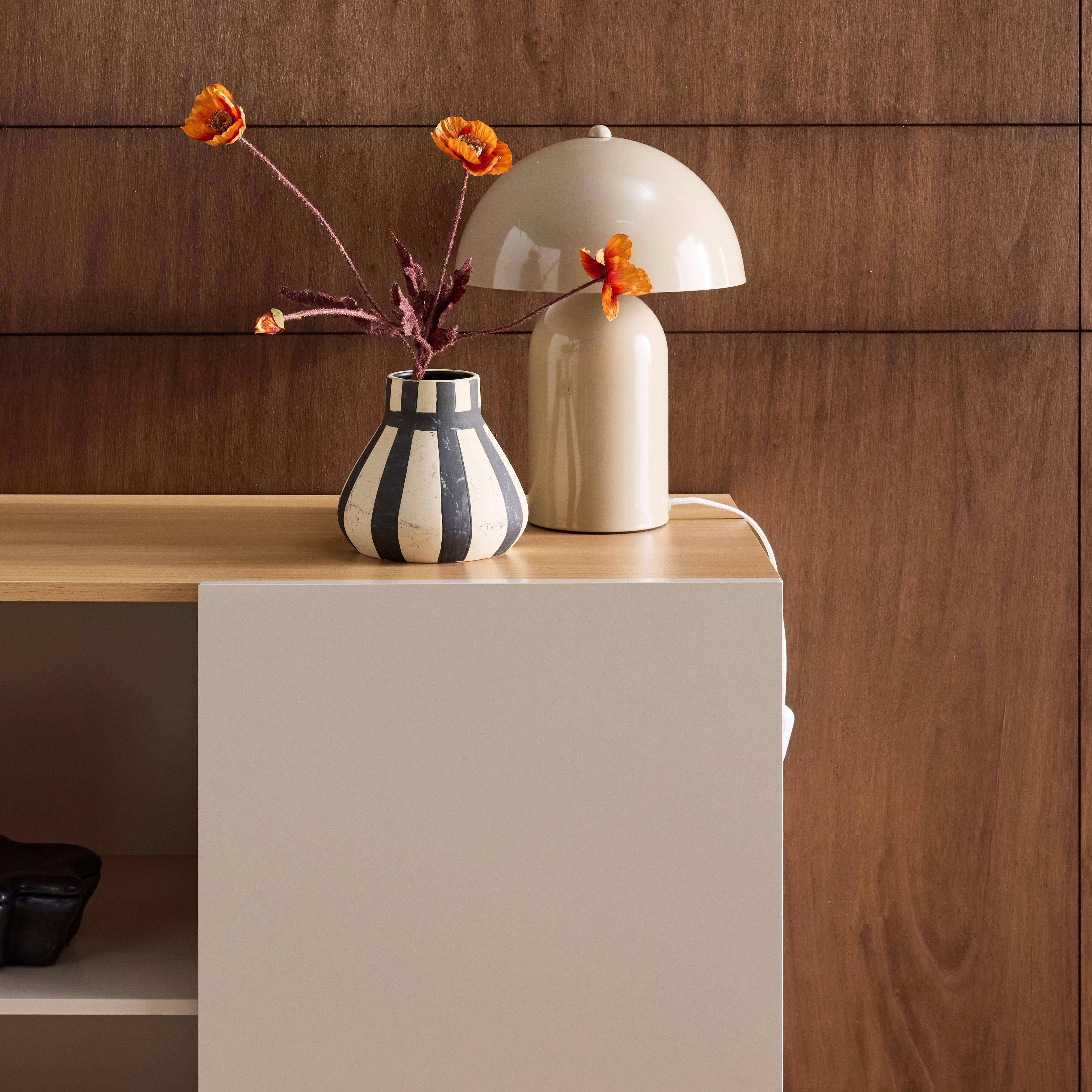 Sideboard storage unit metal with wood decor 1 door 80 cm beige and natural - Ashton,sweeek,Photo4