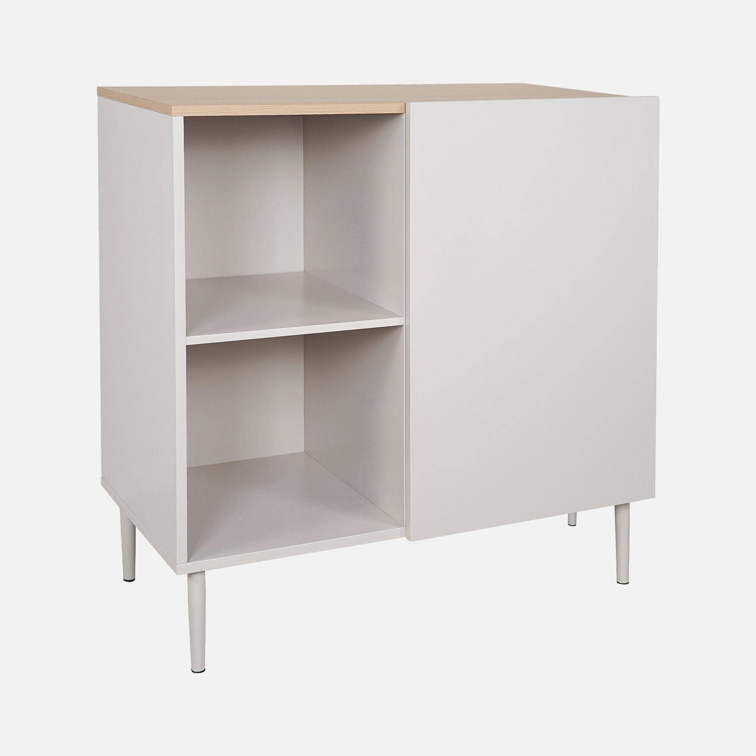 Aparador, mueble de almacenamiento de metal y decoración de madera 1 puerta, 80cm Beige - 80x40x81 cm,sweeek,Photo7