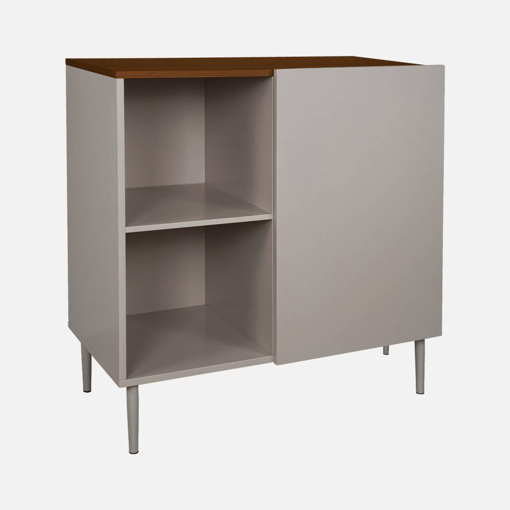 Sideboard metal with wood decor 1 door 80 cm grey