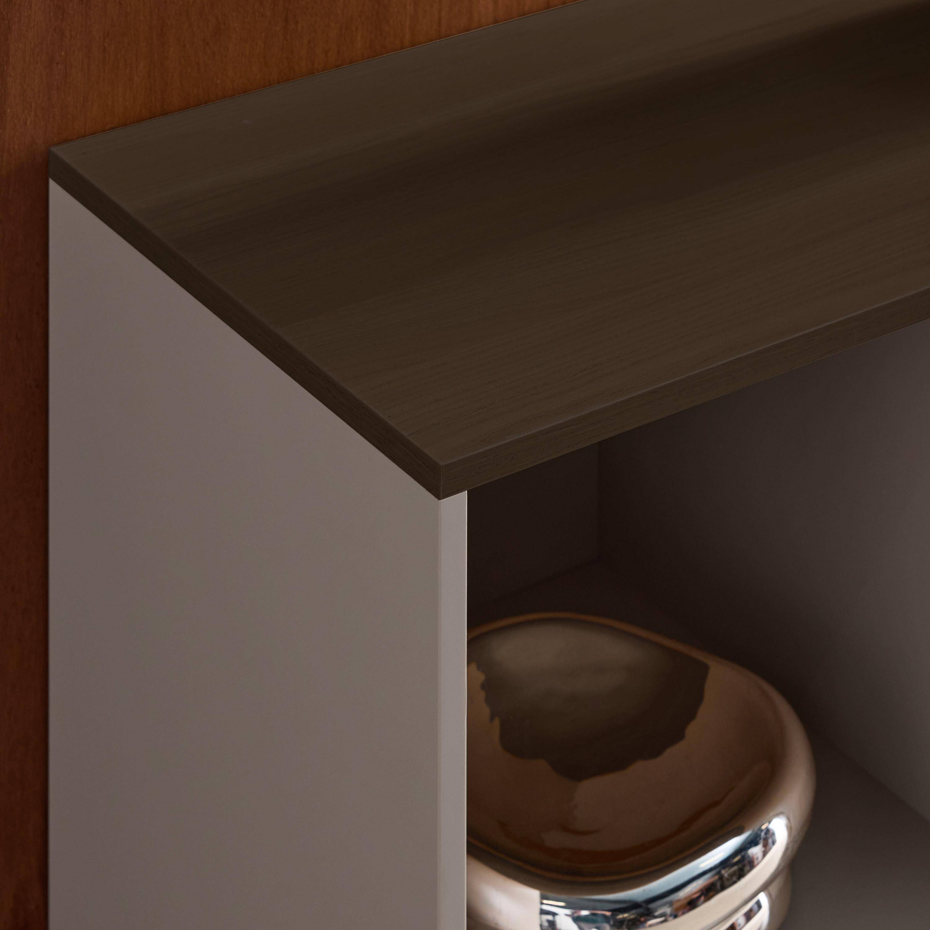 Sideboard storage unit metal with wood decor 1 door 80 cm grey and walnut - Ashton Photo5