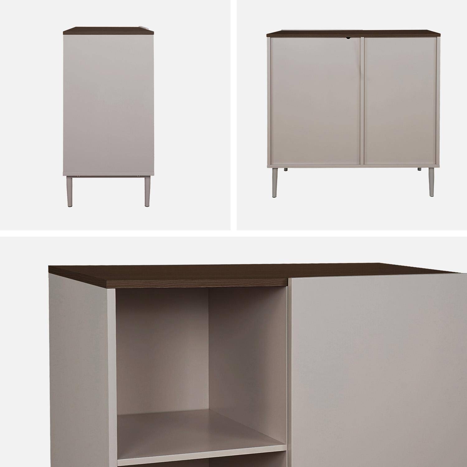 Buffet, meuble de rangement métal et décor bois 1 porte 80cm gris et noyer - Ahston Photo4