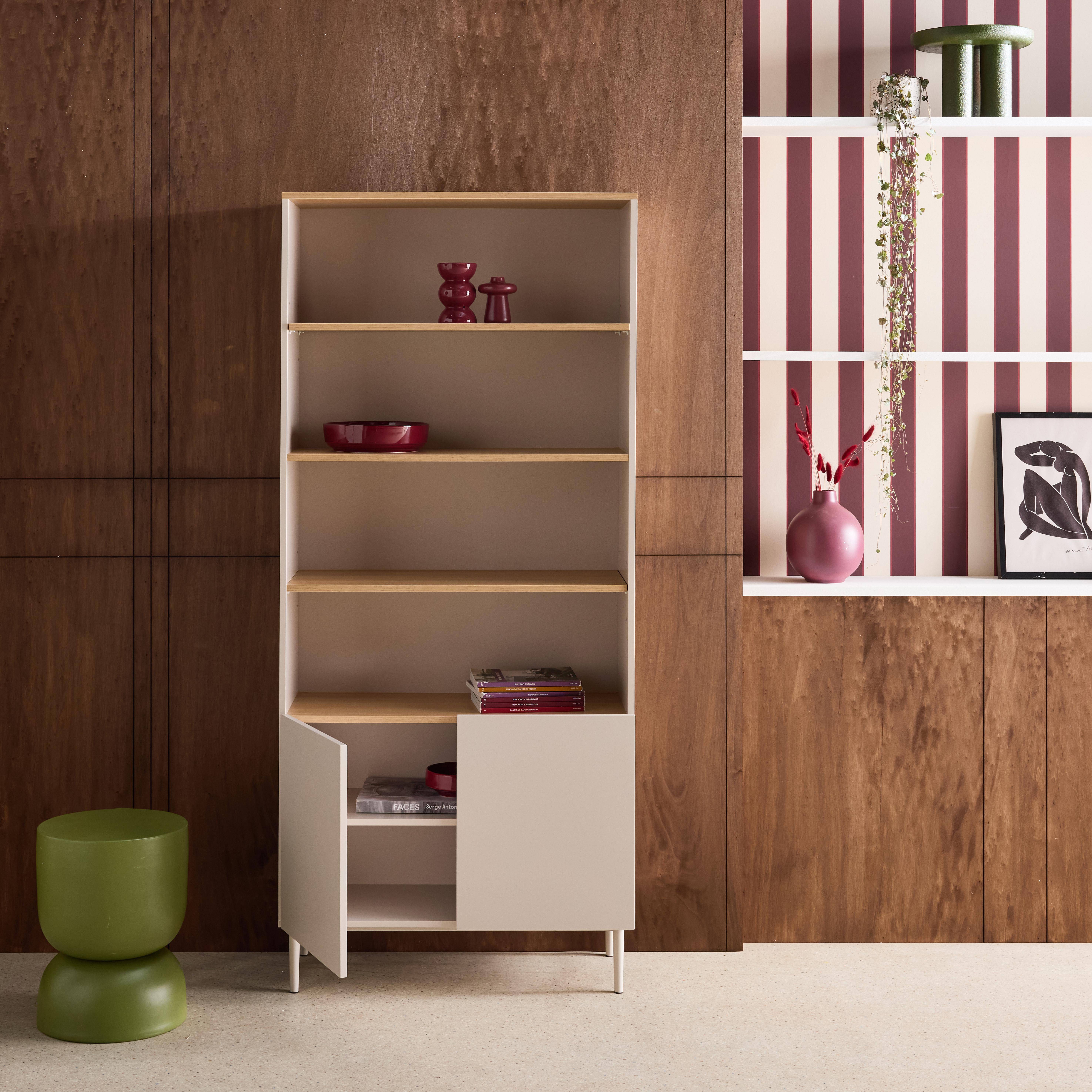 Shelving unit bookcase metal and wood decor 6 levels beige and natural  - Ashton,sweeek,Photo2