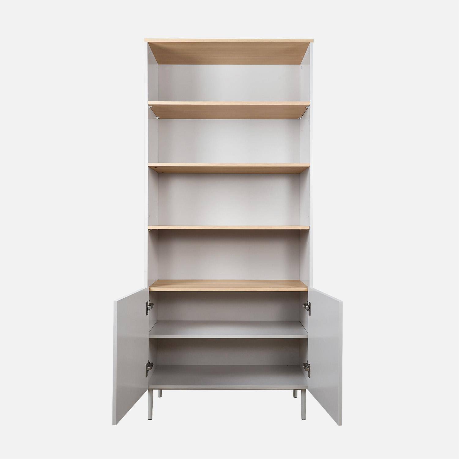 Etagère, bibliothèque métal et décor bois 6 niveaux beige et naturel - Ashton Photo3