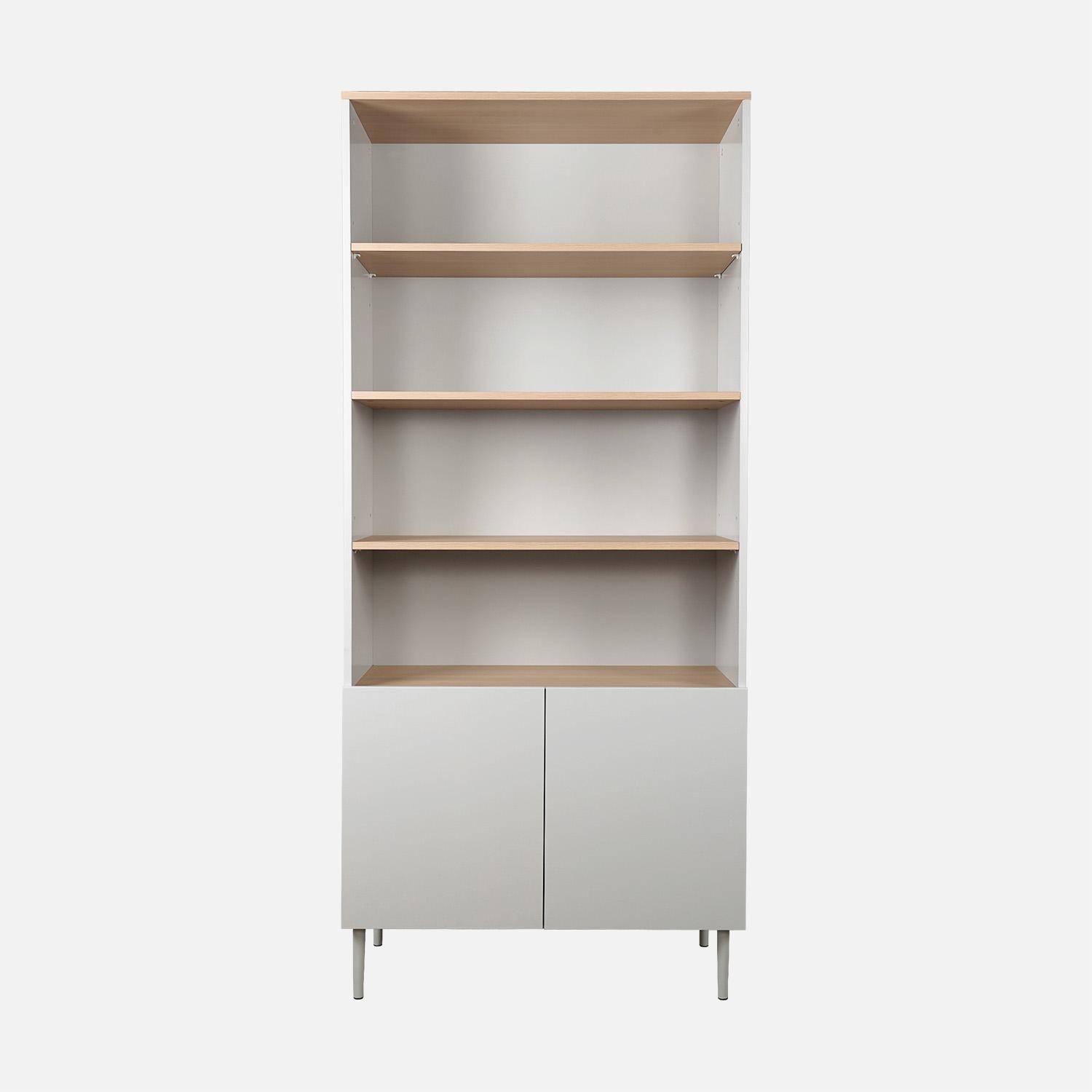 Etagère, bibliothèque métal et décor bois 6 niveaux beige et naturel - Ashton,sweeek,Photo2