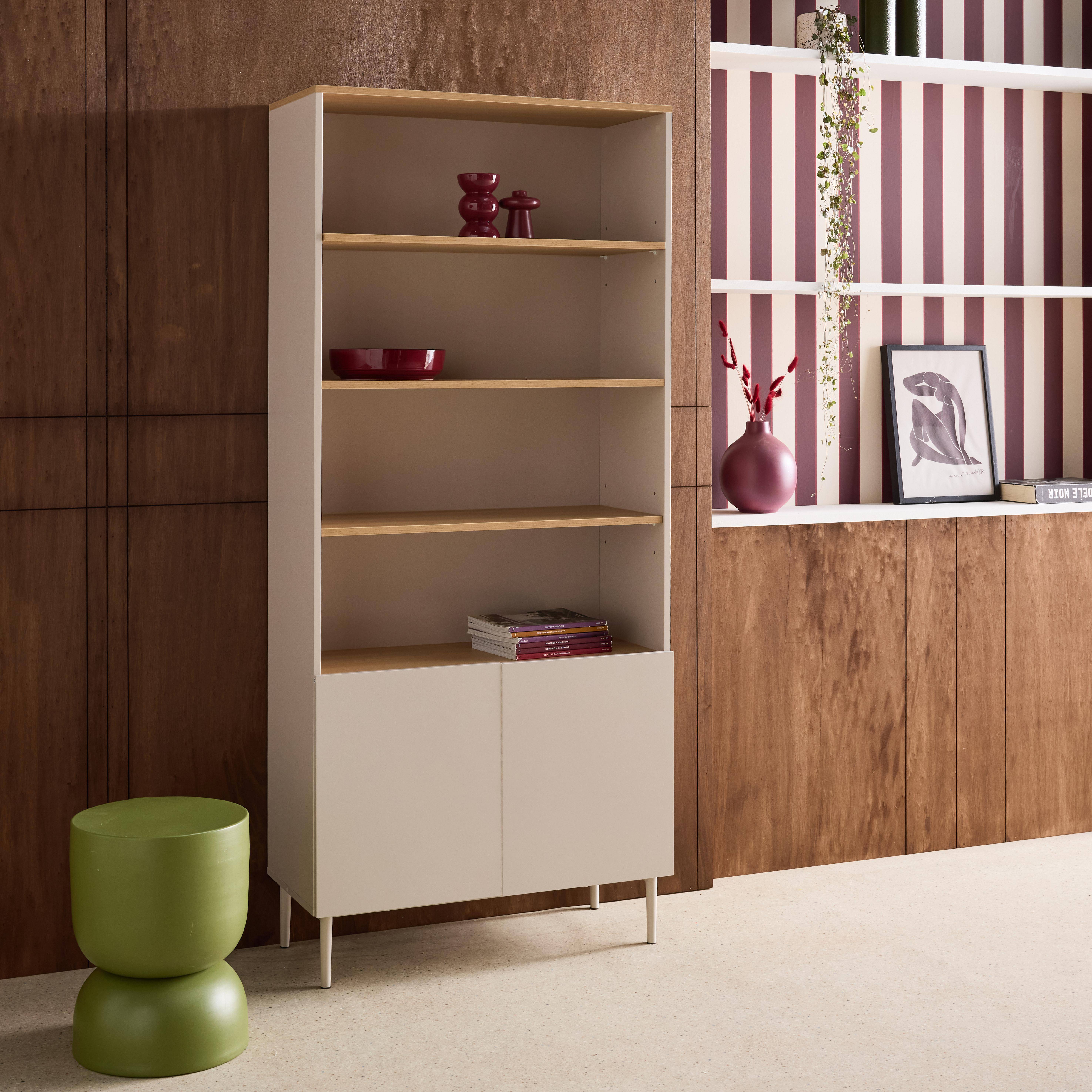 Shelving unit bookcase metal and wood decor 6 levels beige and natural  - Ashton,sweeek,Photo3