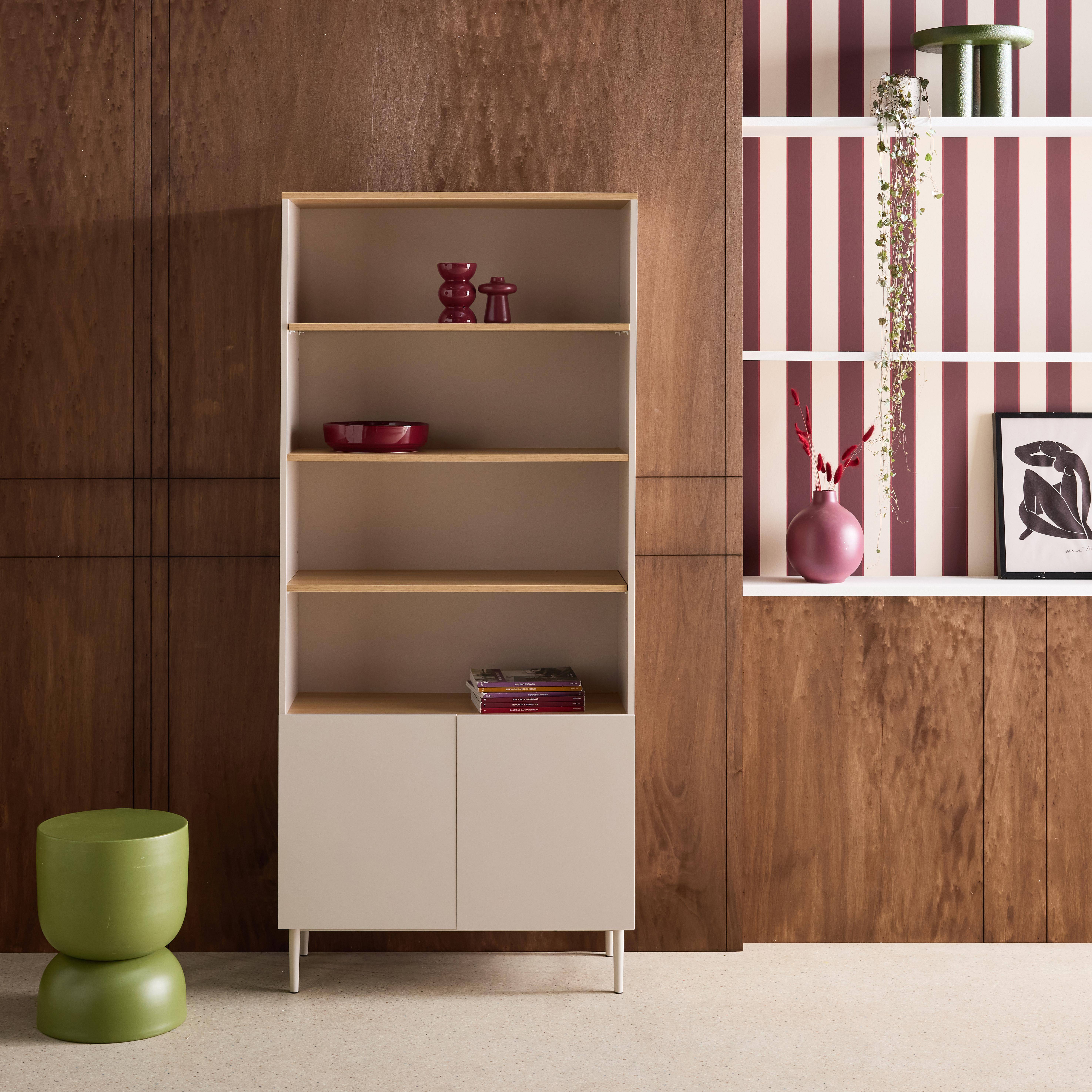 Shelving unit bookcase metal and wood decor 6 levels beige and natural  - Ashton,sweeek,Photo1