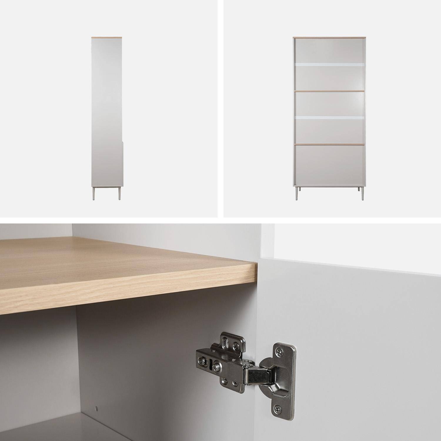 Estantería, biblioteca de metal y decoración de madera de 6 niveles Beige - 80x35x180 cm,sweeek,Photo9