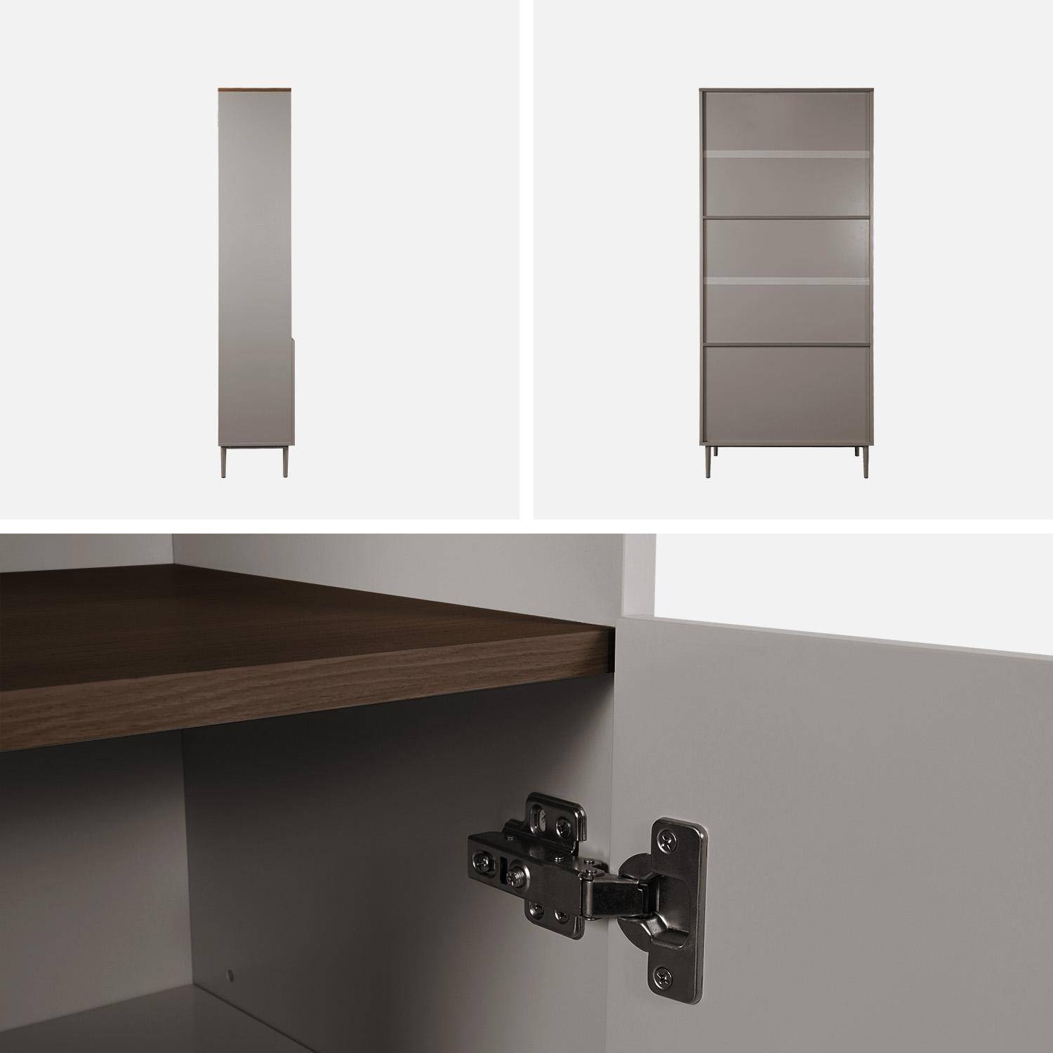 Etagère, bibliothèque métal et décor bois 6 niveaux gris et noyer - Ashton,sweeek,Photo4