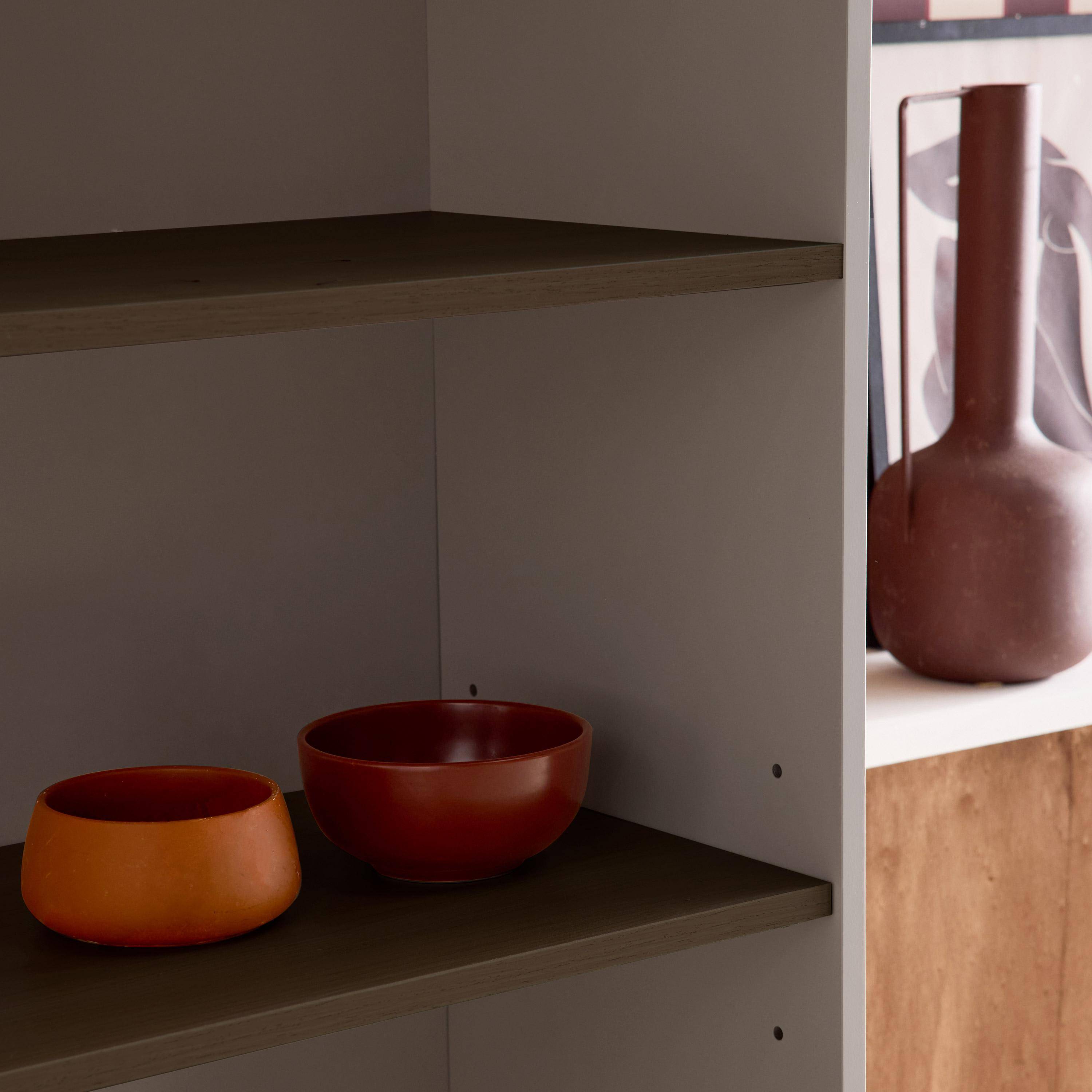 Regał, biblioteka metalowa i dekor drewniany 6 poziomów szary i orzech - Ashton,sweeek,Photo4