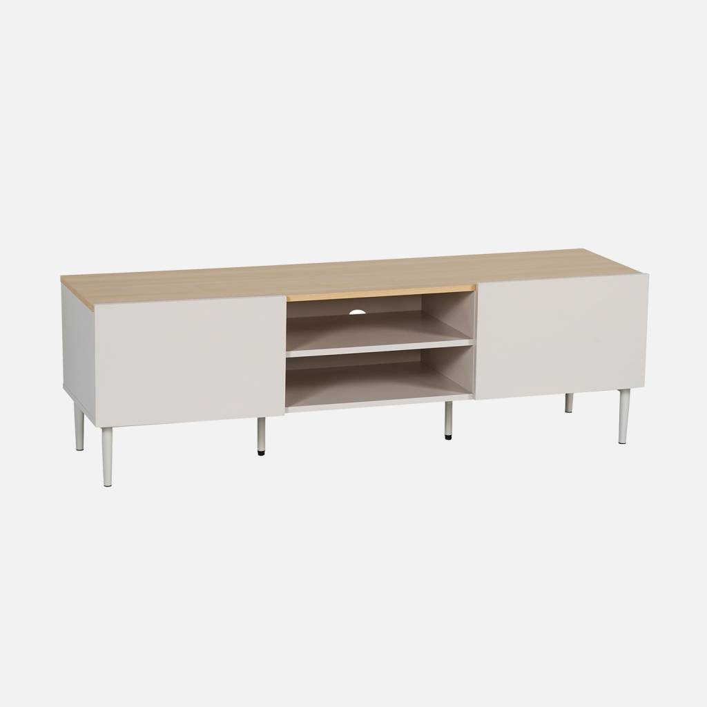 Meuble TV métal et décor bois 140cm beige et naturel