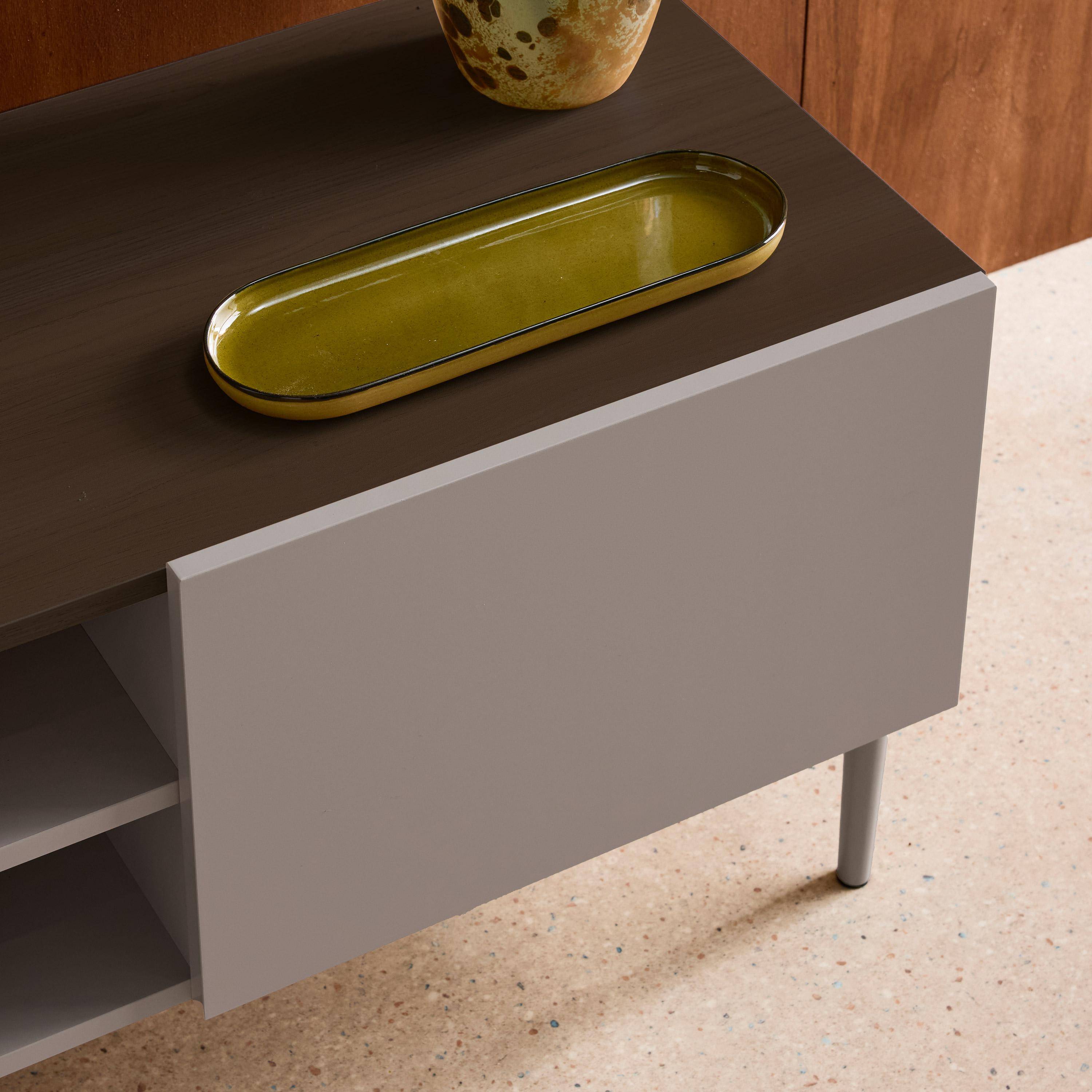 Szafka RTV metalowa i w kolorze drewna, 2 drzwi, 140 cm szara i orzechowa - Ashton,sweeek,Photo5