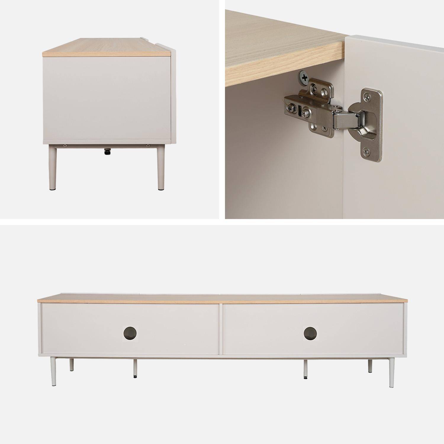 Meuble TV métal et décor bois 4 portes 180cm beige et naturel - Ashton,sweeek,Photo4