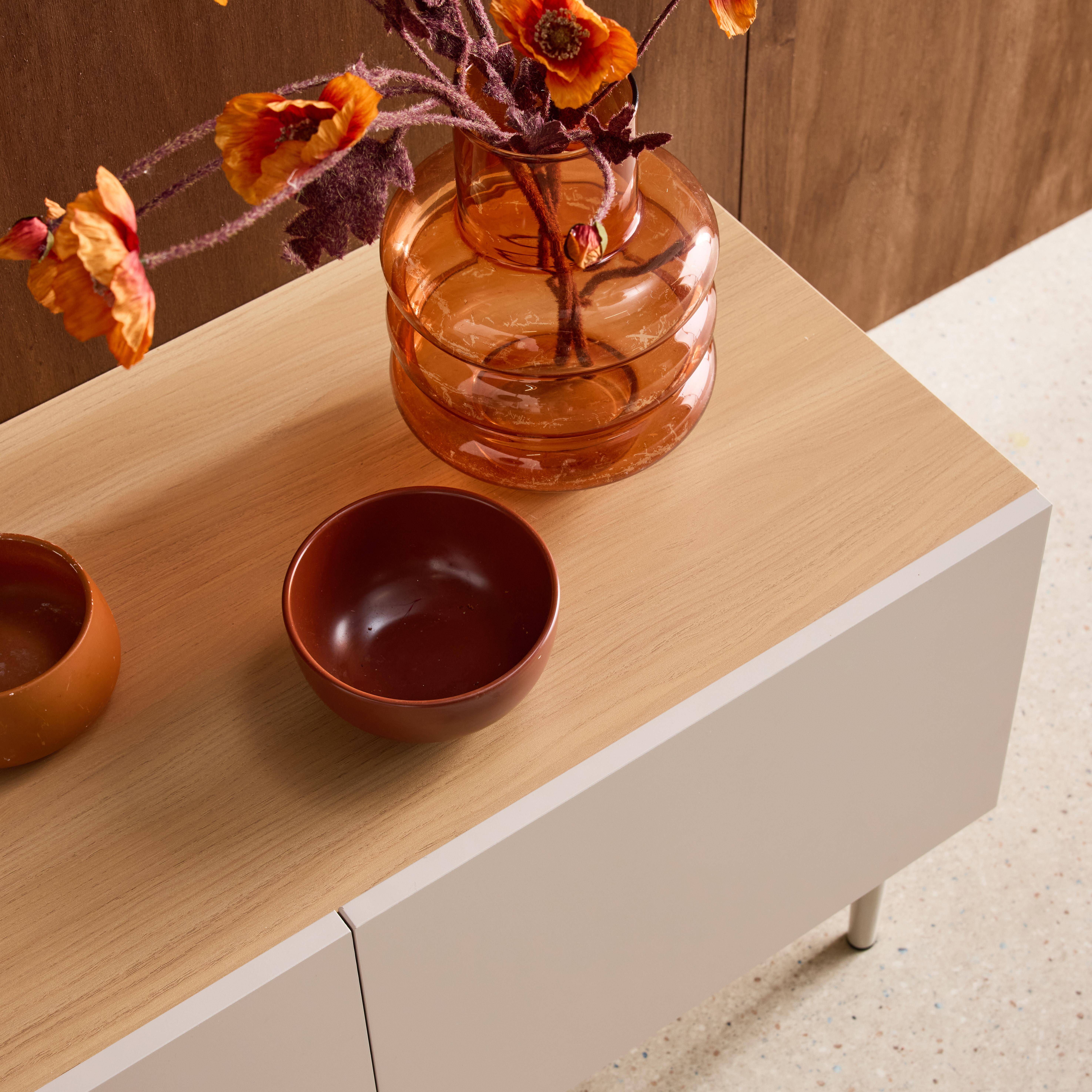 TV stand metal with wood decor 4 doors 180 cm beige and natural - Ashton Photo5