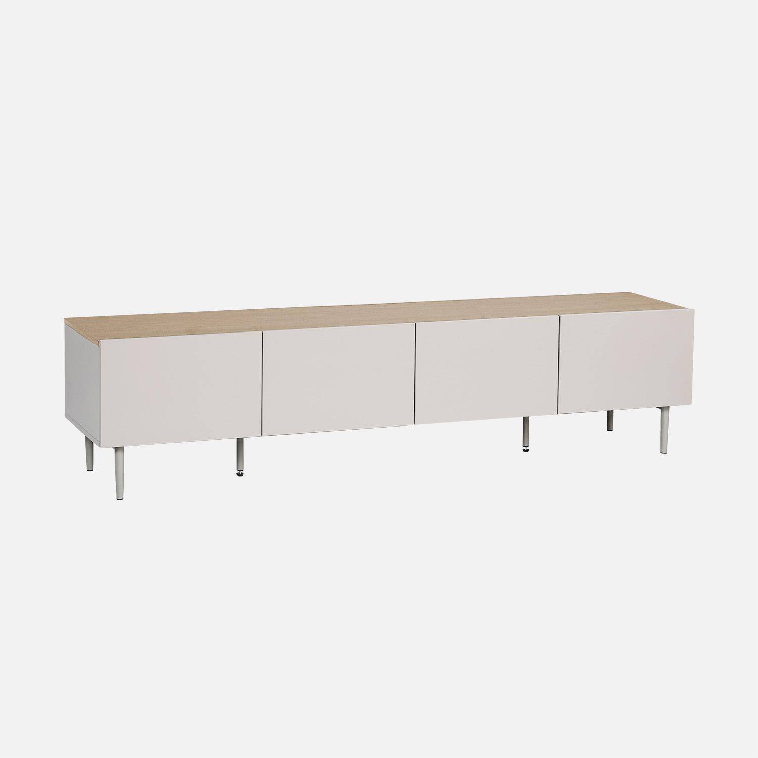 TV stand metal with wood decor 4 doors 180 cm beige and natural - Ashton,sweeek,Photo6