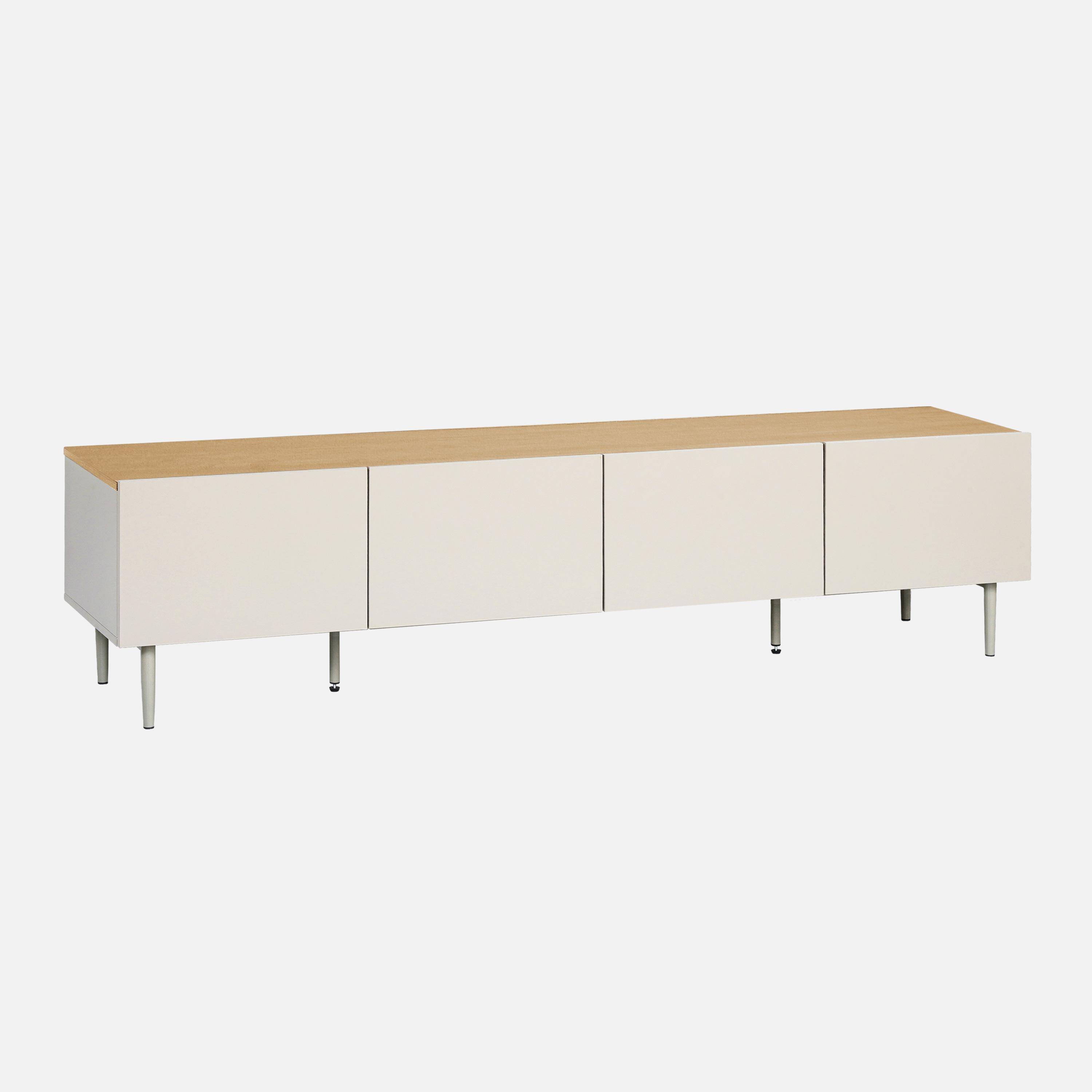 Mueble de TV de metal y decoración de madera con 4 puertas, 180 cm Beige - 180x40x44 cm,sweeek,Photo6