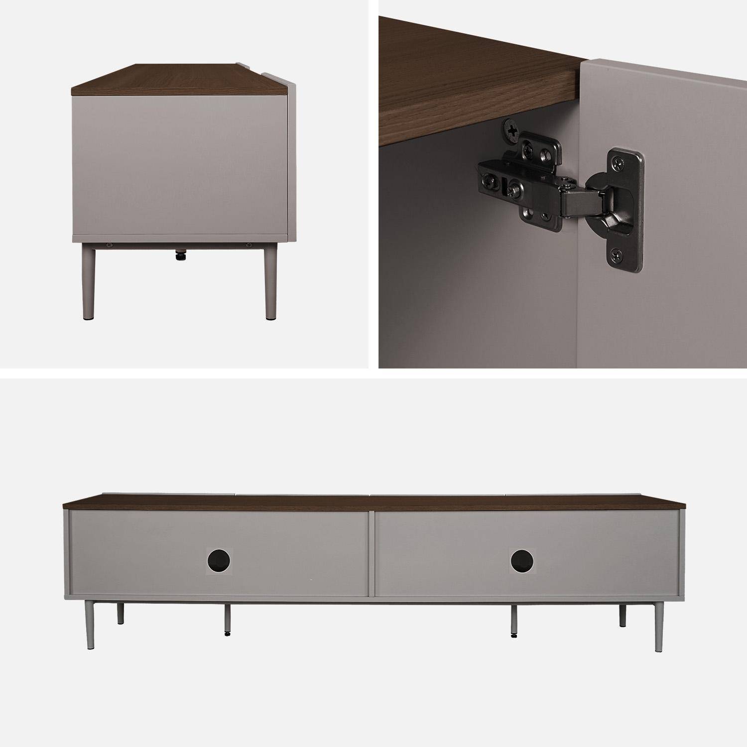 Meuble TV métal et décor bois 4 portes 180cm gris et noyer - Ashton,sweeek,Photo4