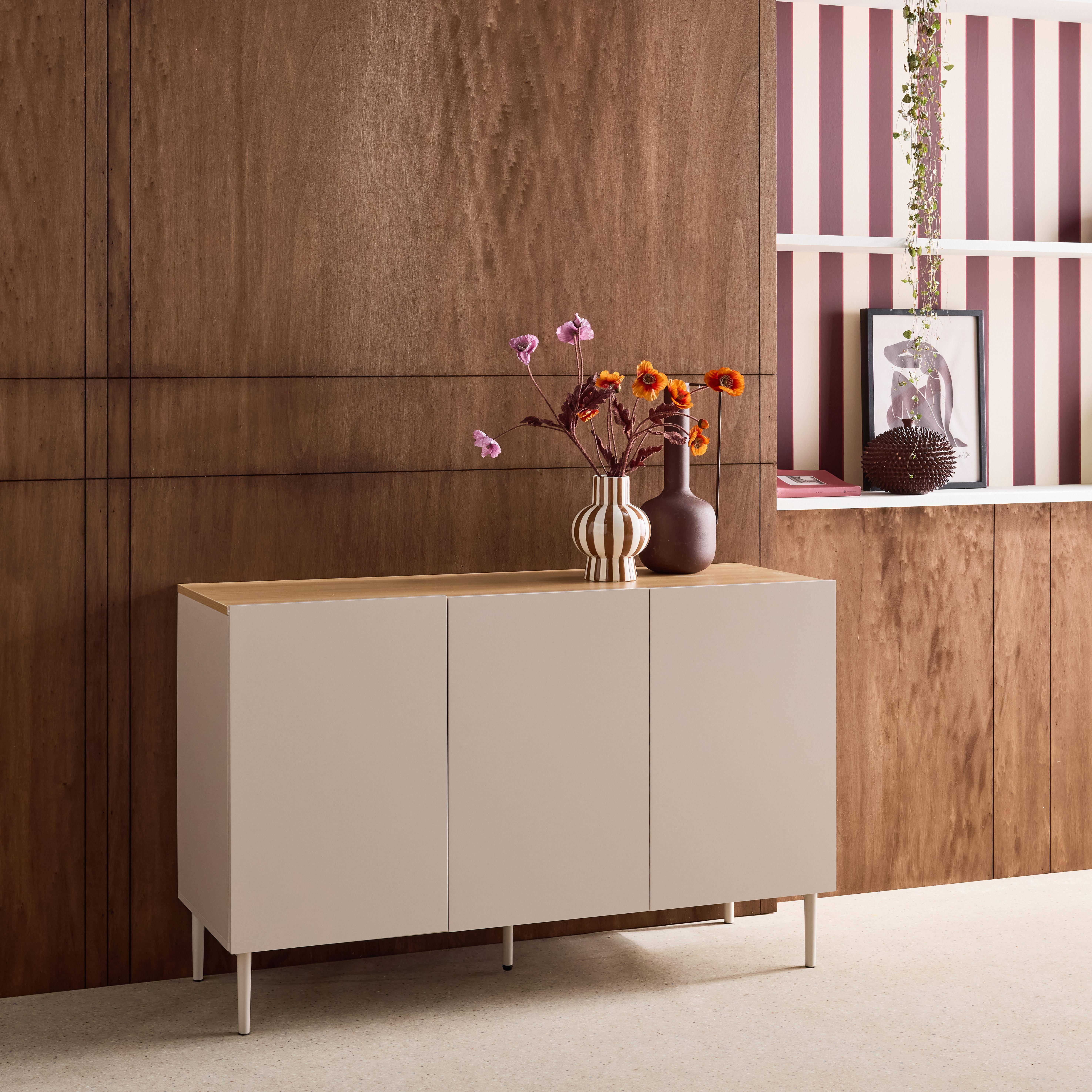Sideboard metal and wood decor 3 doors 120 cm beige and natural - Ashton,sweeek,Photo2