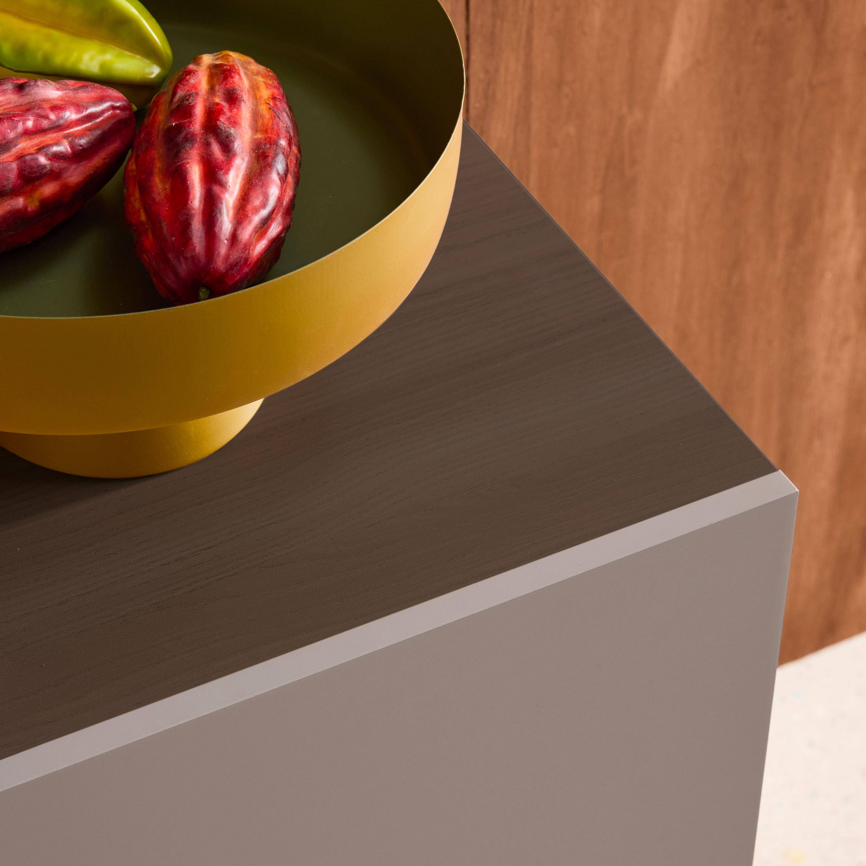 Sideboard metal and wood decor 3 doors 120 cm grey and walnut - Ashton Photo3