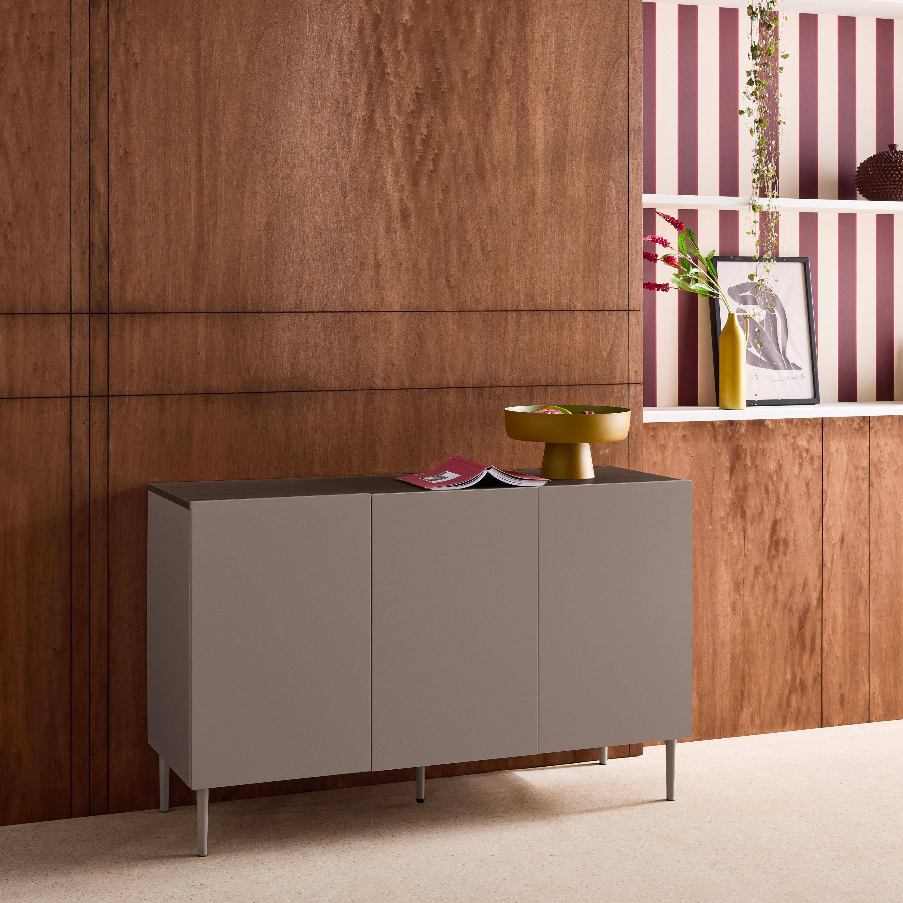 Sideboard metal and wood decor 3 doors 120 cm grey and walnut - Ashton,sweeek,Photo4