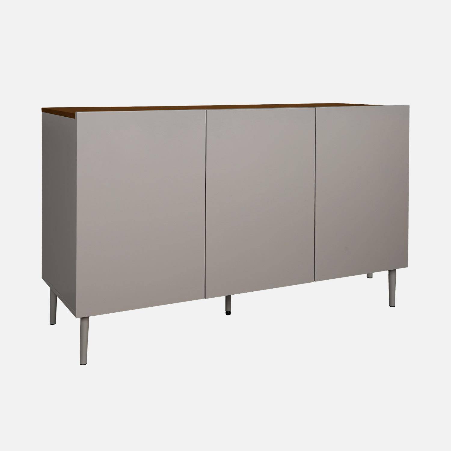Sideboard metal and wood decor 3 doors 120 cm grey and walnut - Ashton Photo5