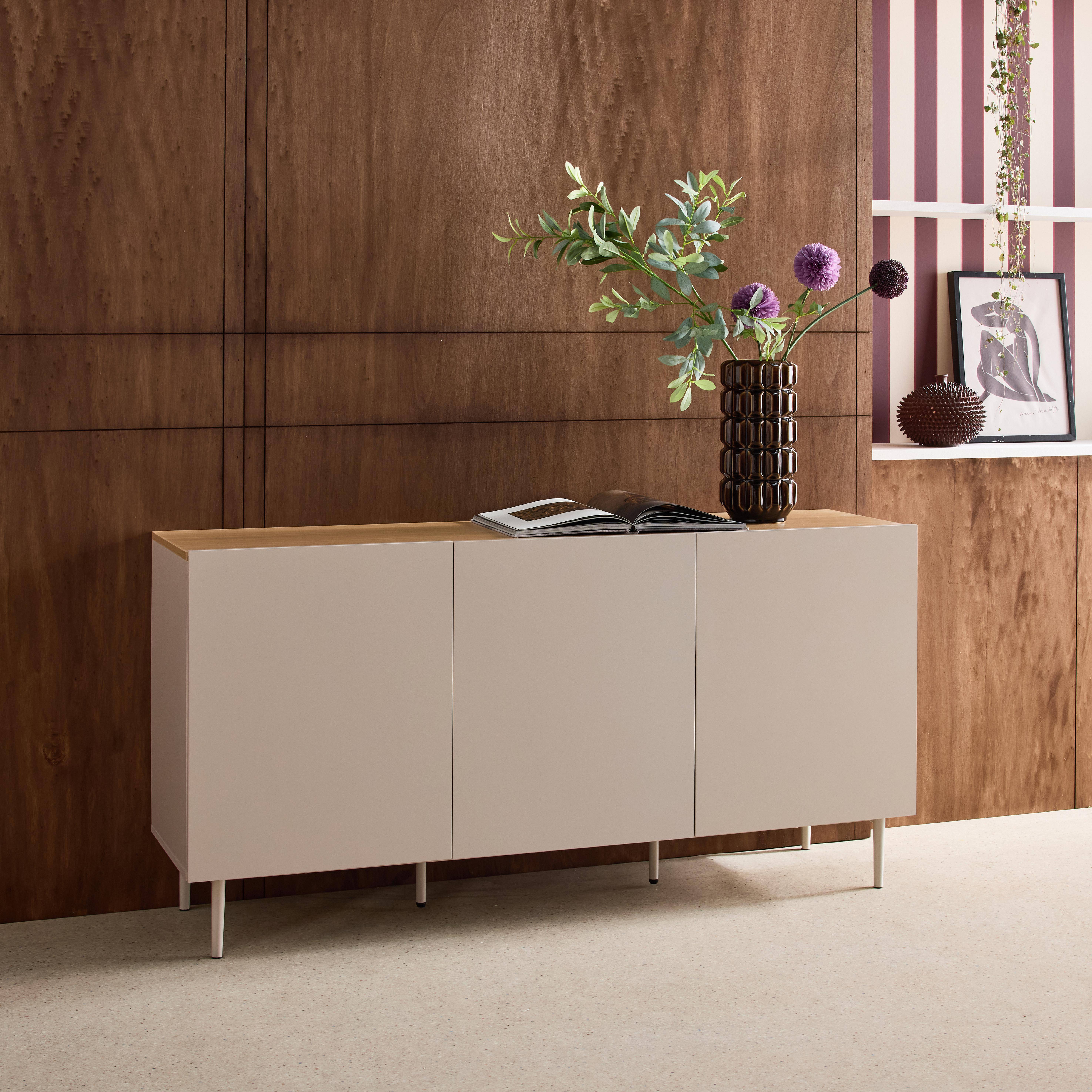 Sideboard metal and wood decor 3 doors 150 cm beige and natural - Ashton,sweeek,Photo3