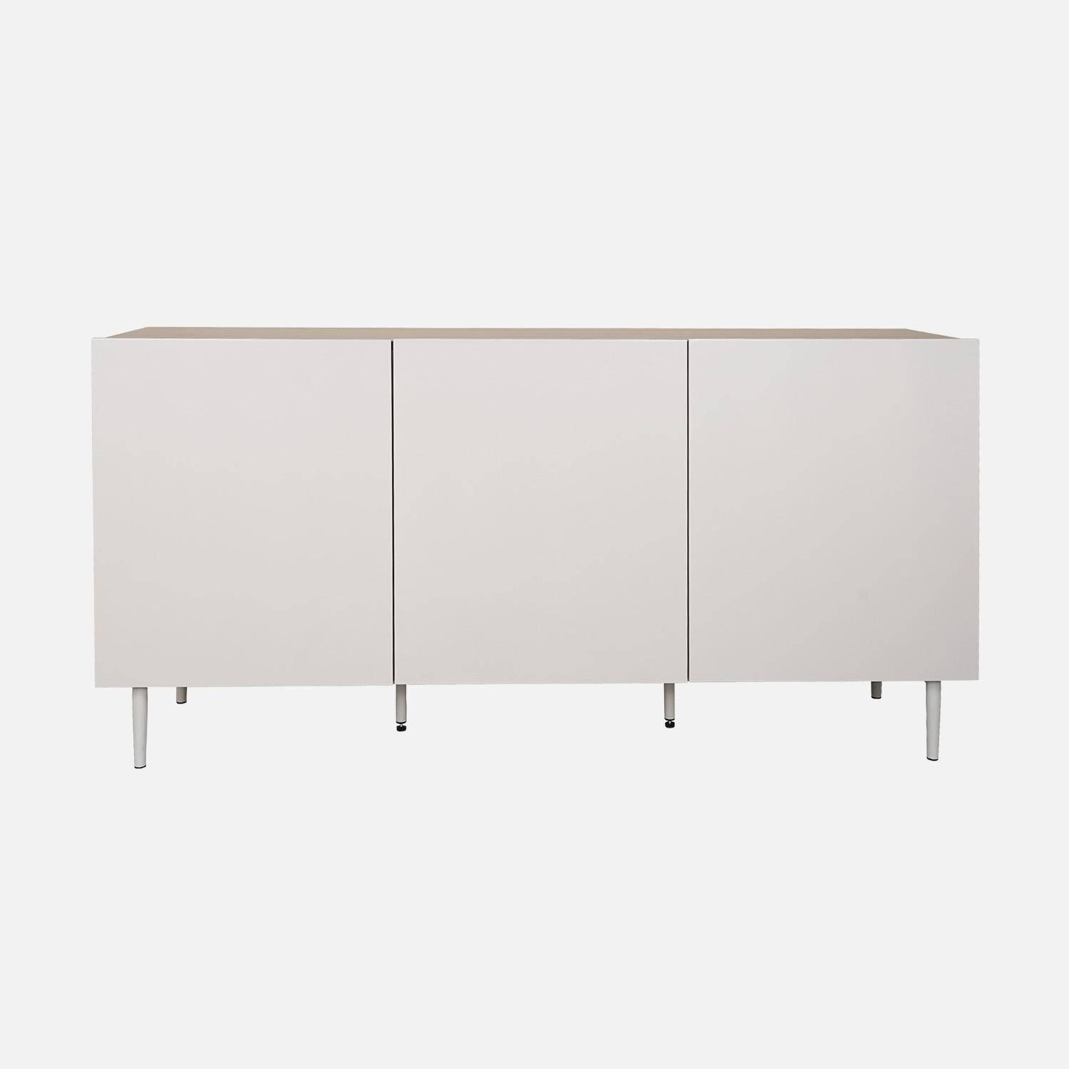 Buffet métal et décor bois 3 portes 150cm beige et naturel - Ashton,sweeek,Photo2