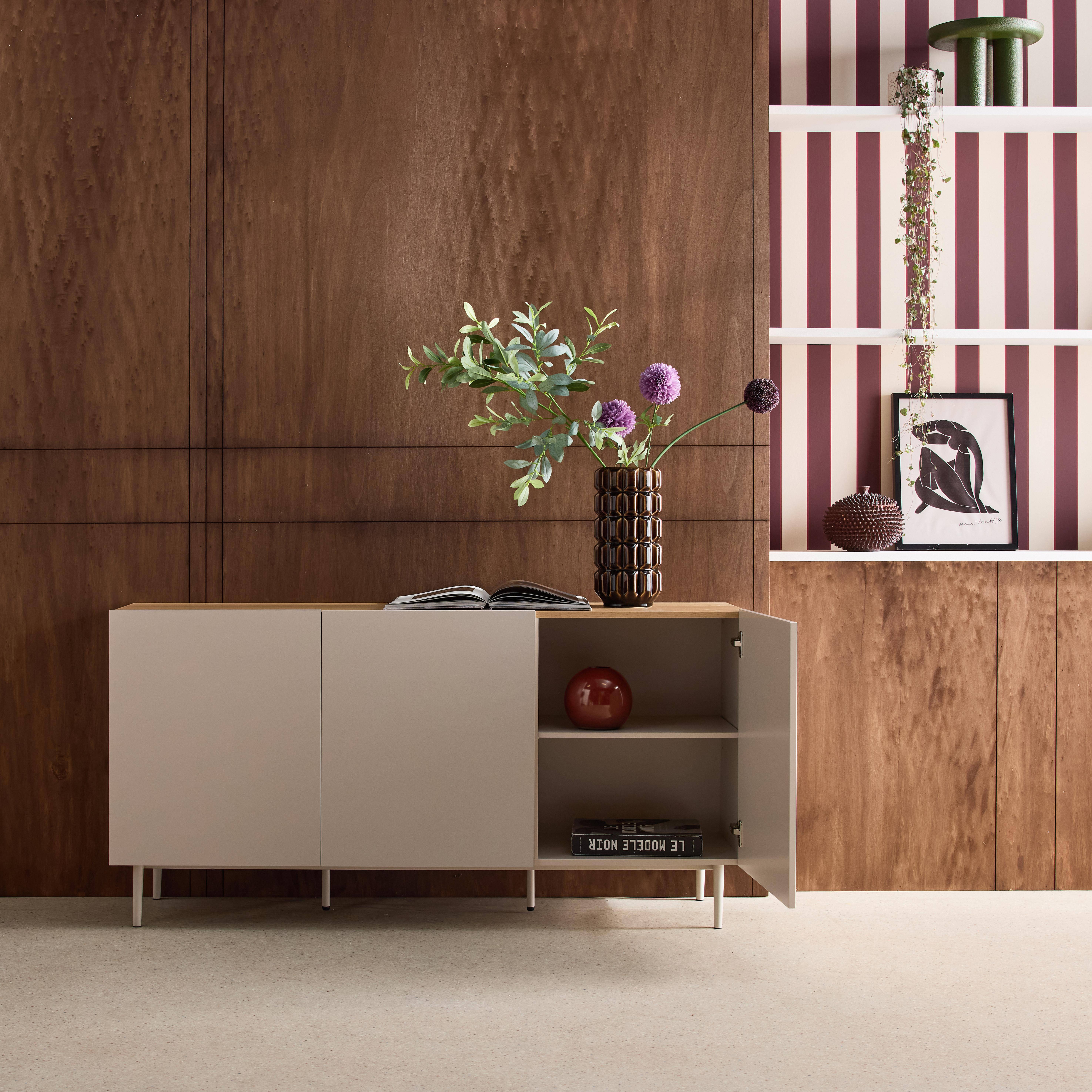 Sideboard metal and wood decor 3 doors 150 cm beige and natural - Ashton Photo2